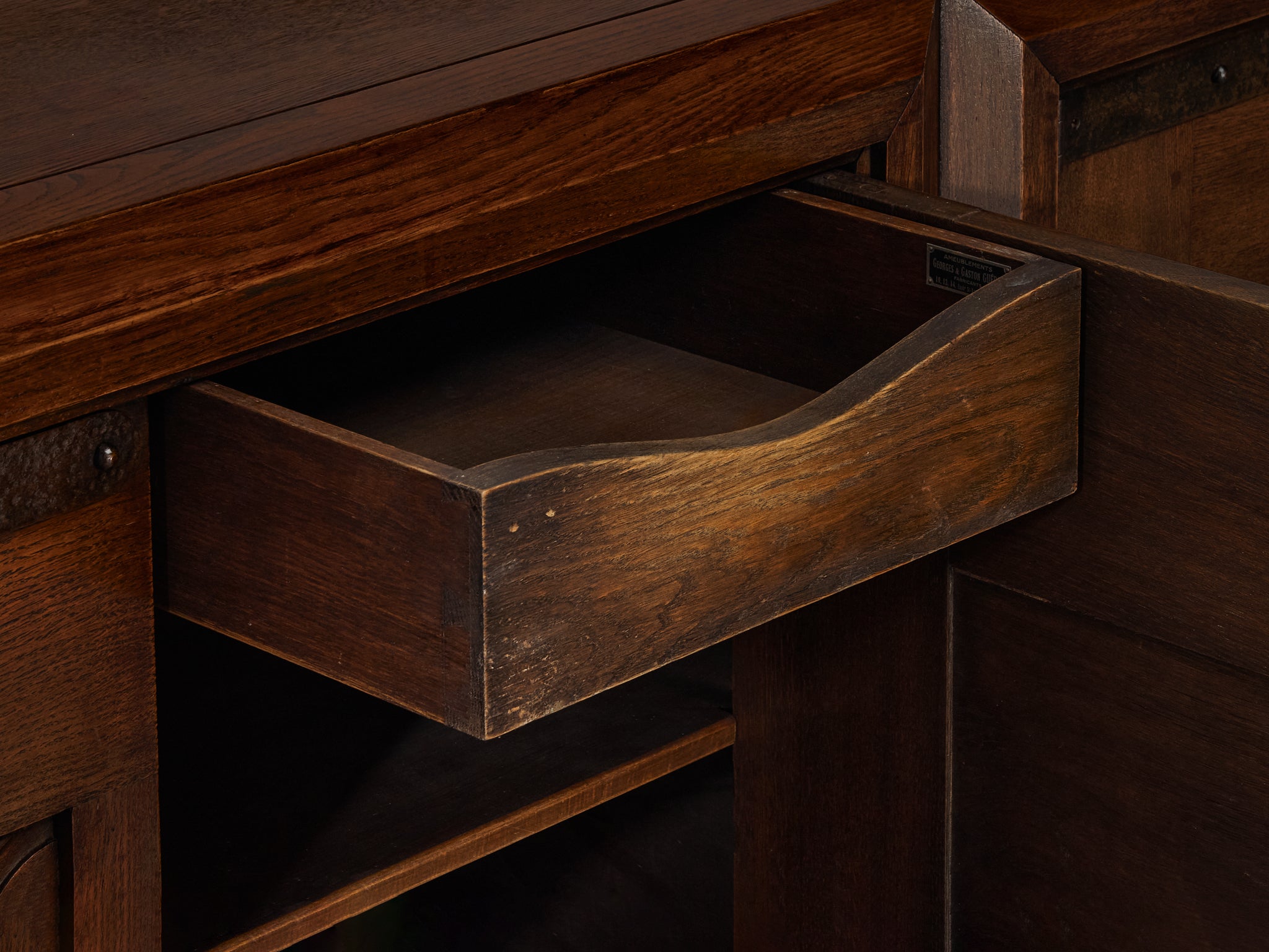 Parisian Art Deco Sideboard in Solid Oak with Iron Elements Case pieces and storage cabinets Morentz