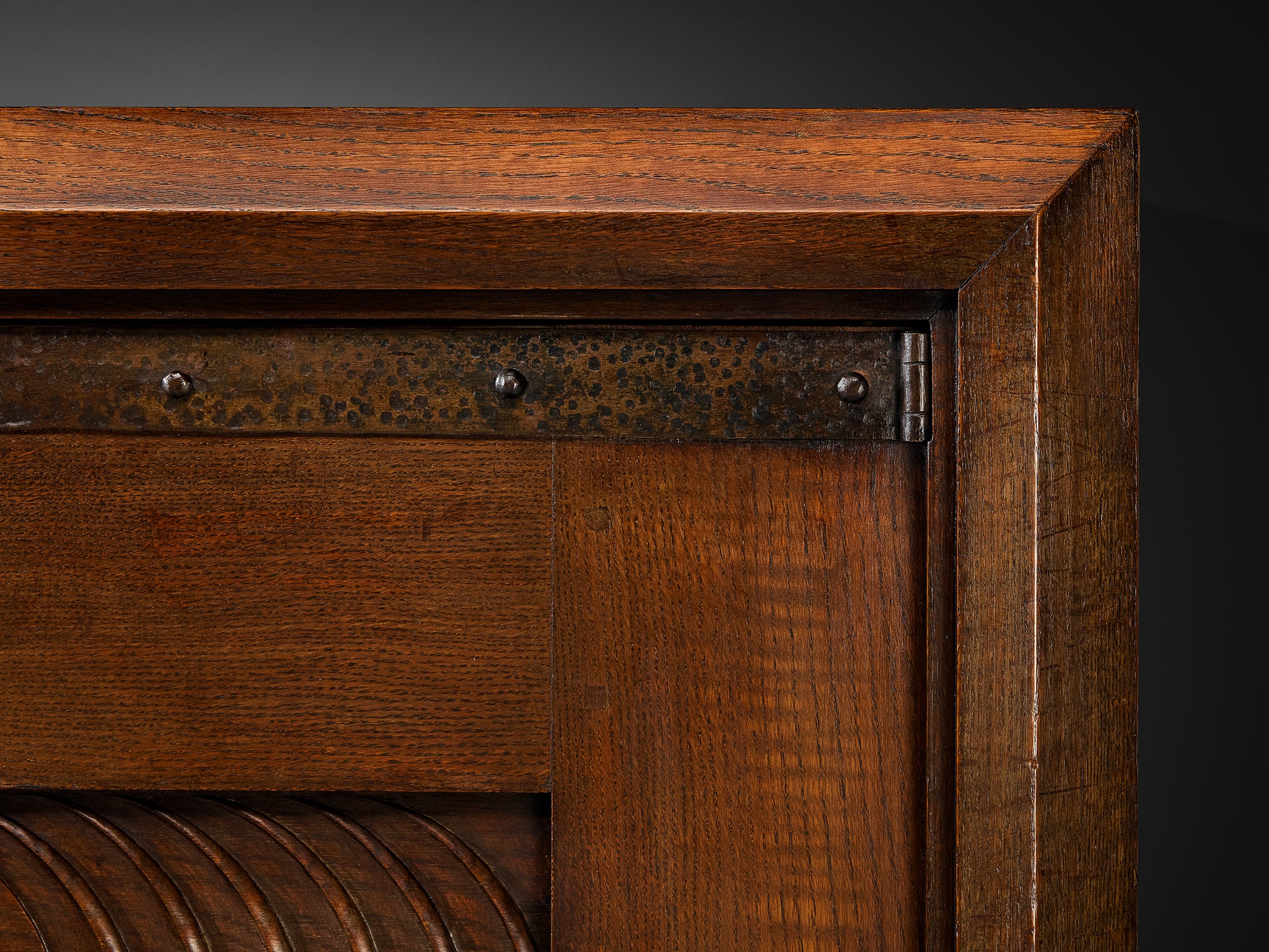 Parisian Art Deco Sideboard in Solid Oak with Iron Elements Case pieces and storage cabinets Morentz