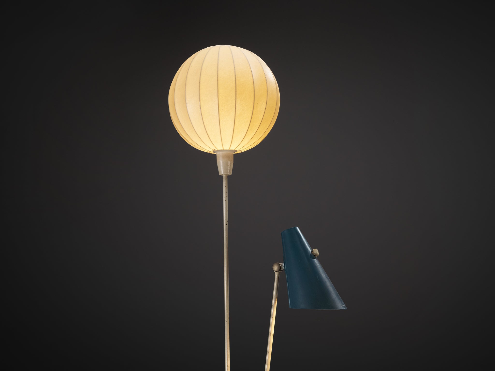 Rare Hans Bergström for Ateljé Lyktan Two-Armed Floor Lamp with Cocoon Shade Lighting Morentz