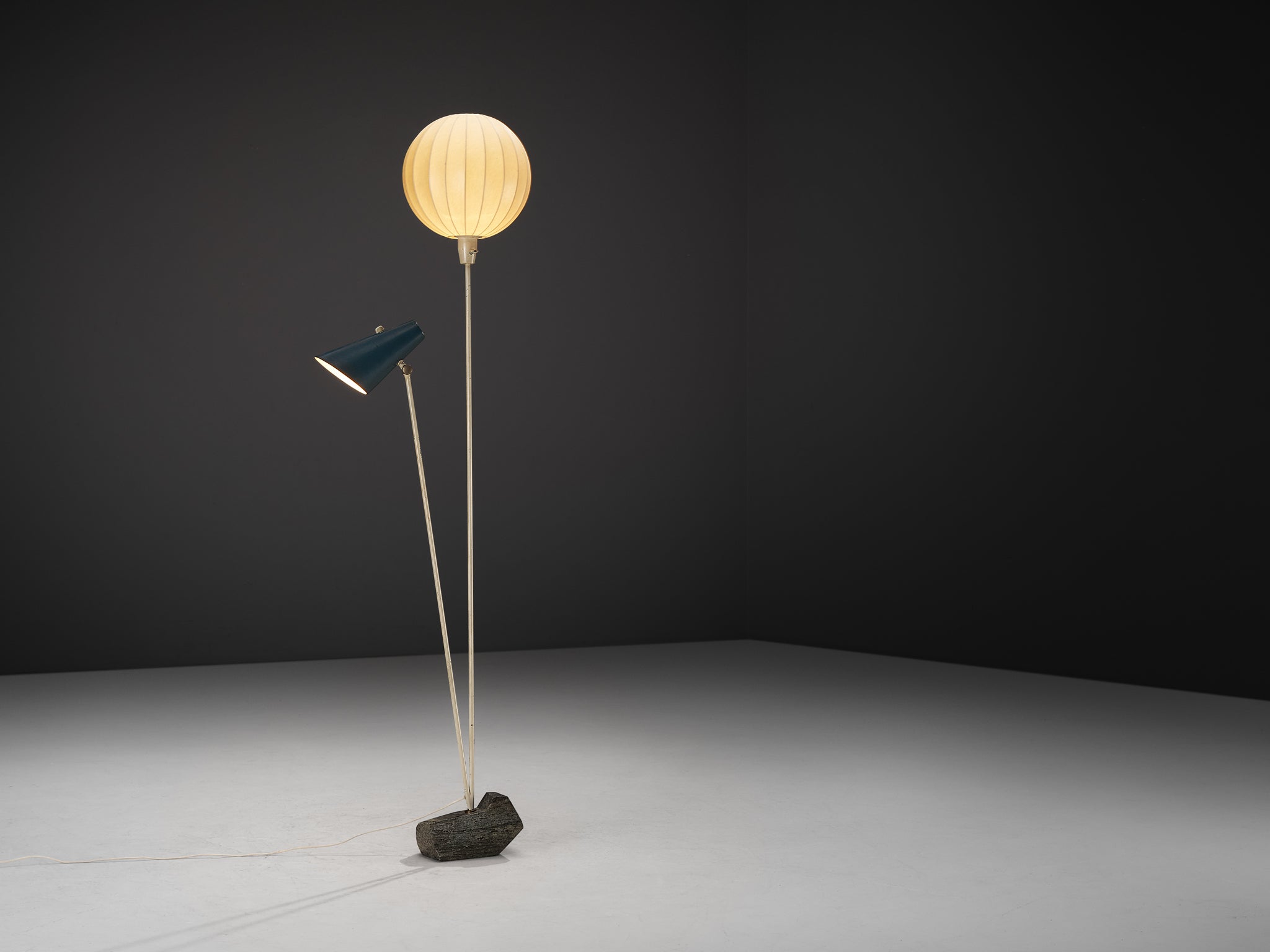 Rare Hans Bergström for Ateljé Lyktan Two-Armed Floor Lamp with Cocoon Shade Lighting Morentz
