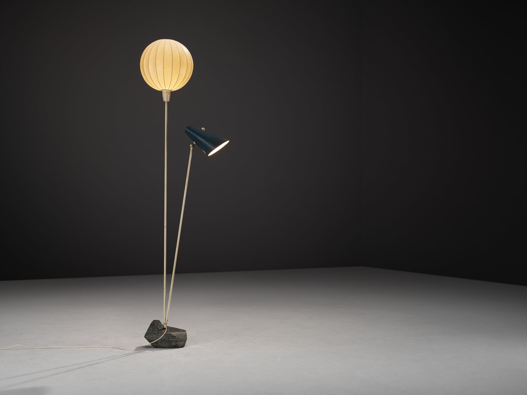 Rare Hans Bergström for Ateljé Lyktan Two-Armed Floor Lamp with Cocoon Shade Lighting Morentz