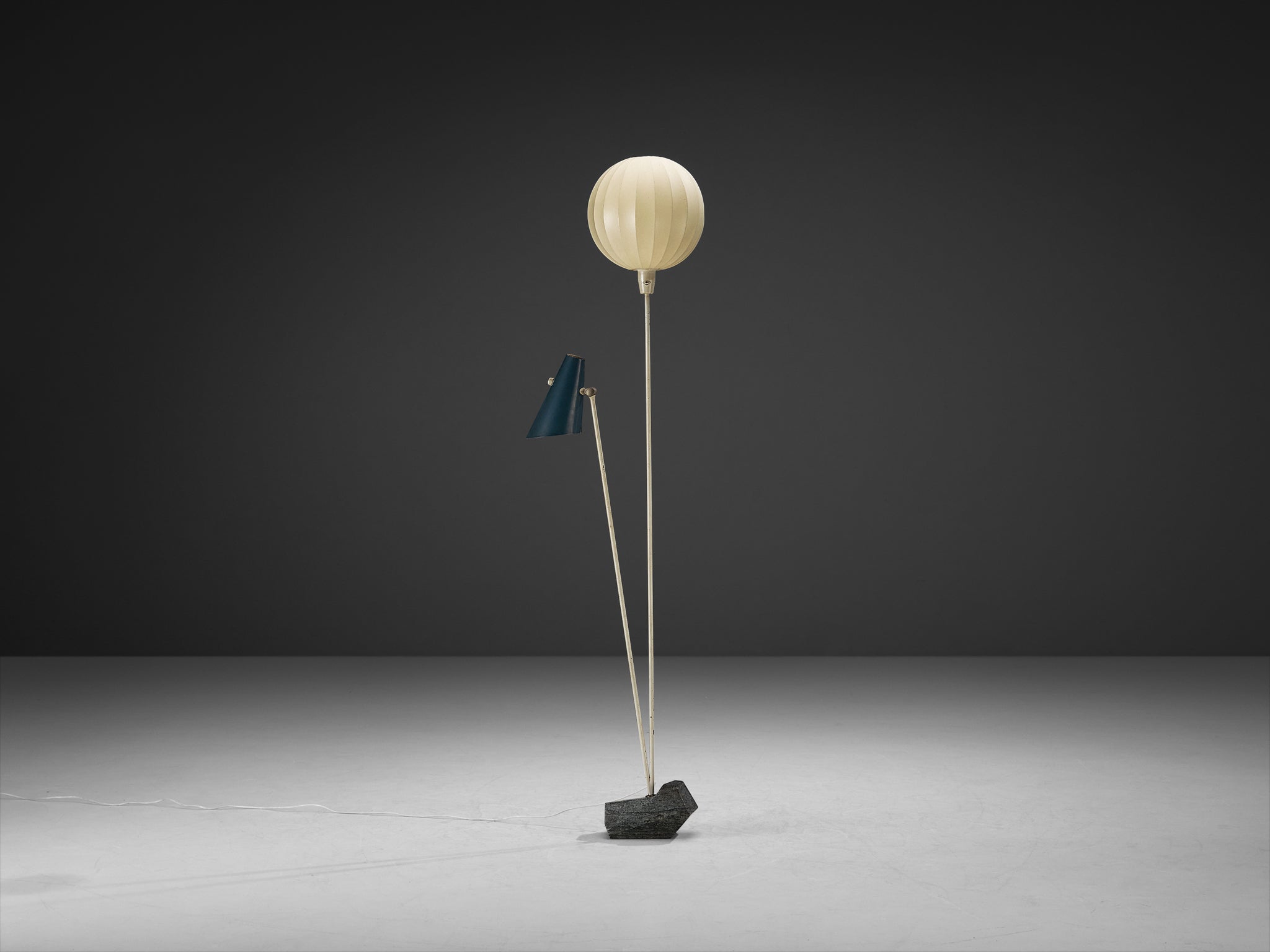 Rare Hans Bergström for Ateljé Lyktan Two-Armed Floor Lamp with Cocoon Shade Lighting Morentz