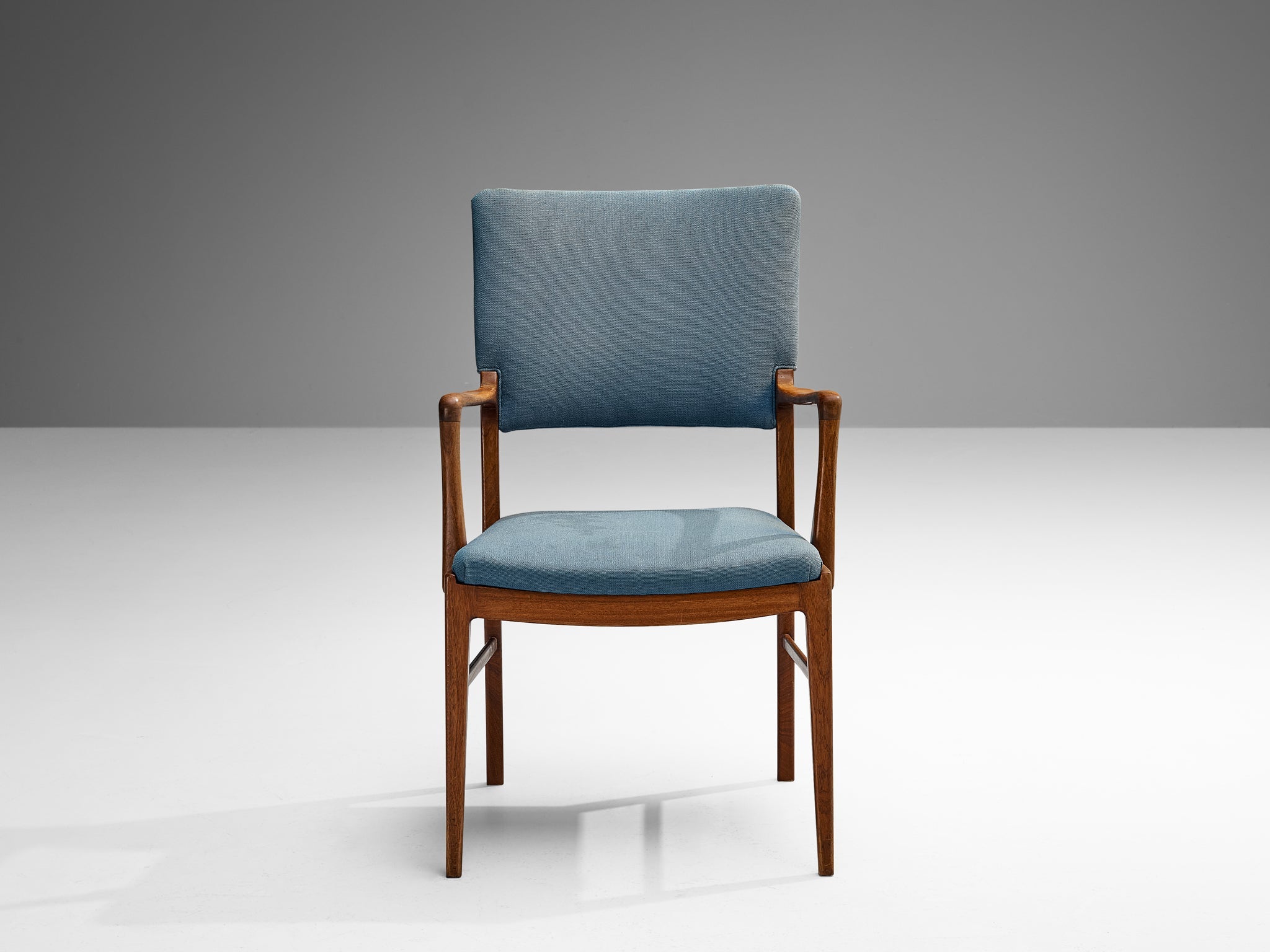 Danish Dining Chair in Mahogany and Light Blue Upholstery seating Morentz