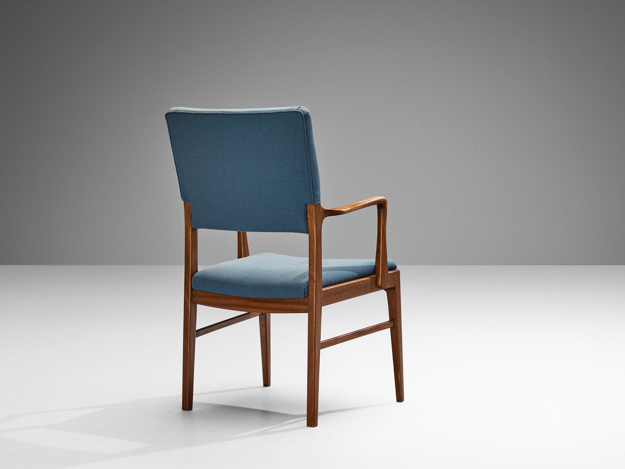 Danish Dining Chair in Mahogany and Light Blue Upholstery seating Morentz