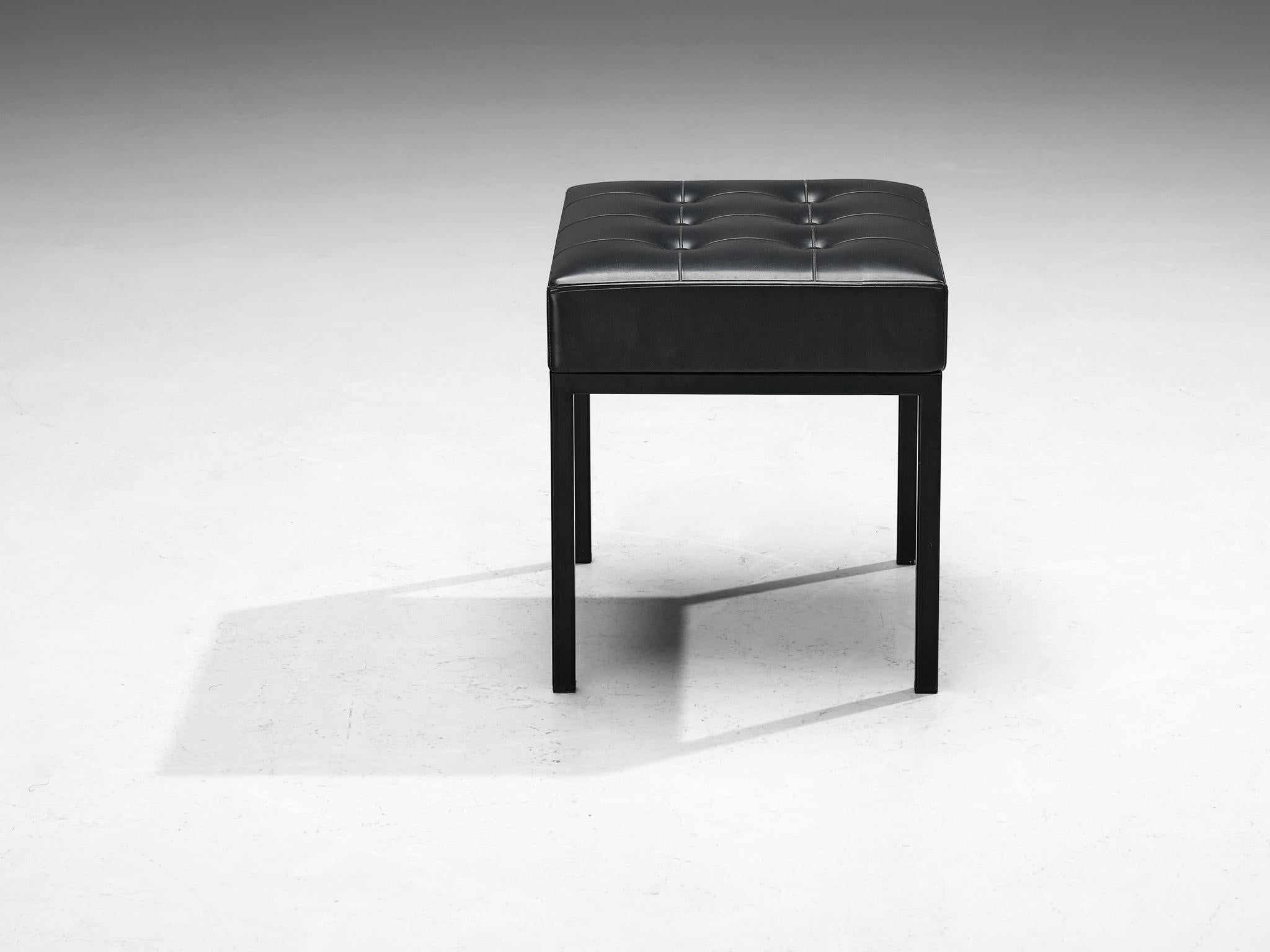 Pair of Minimalist Stools in Steel and Black Upholstery seating Morentz