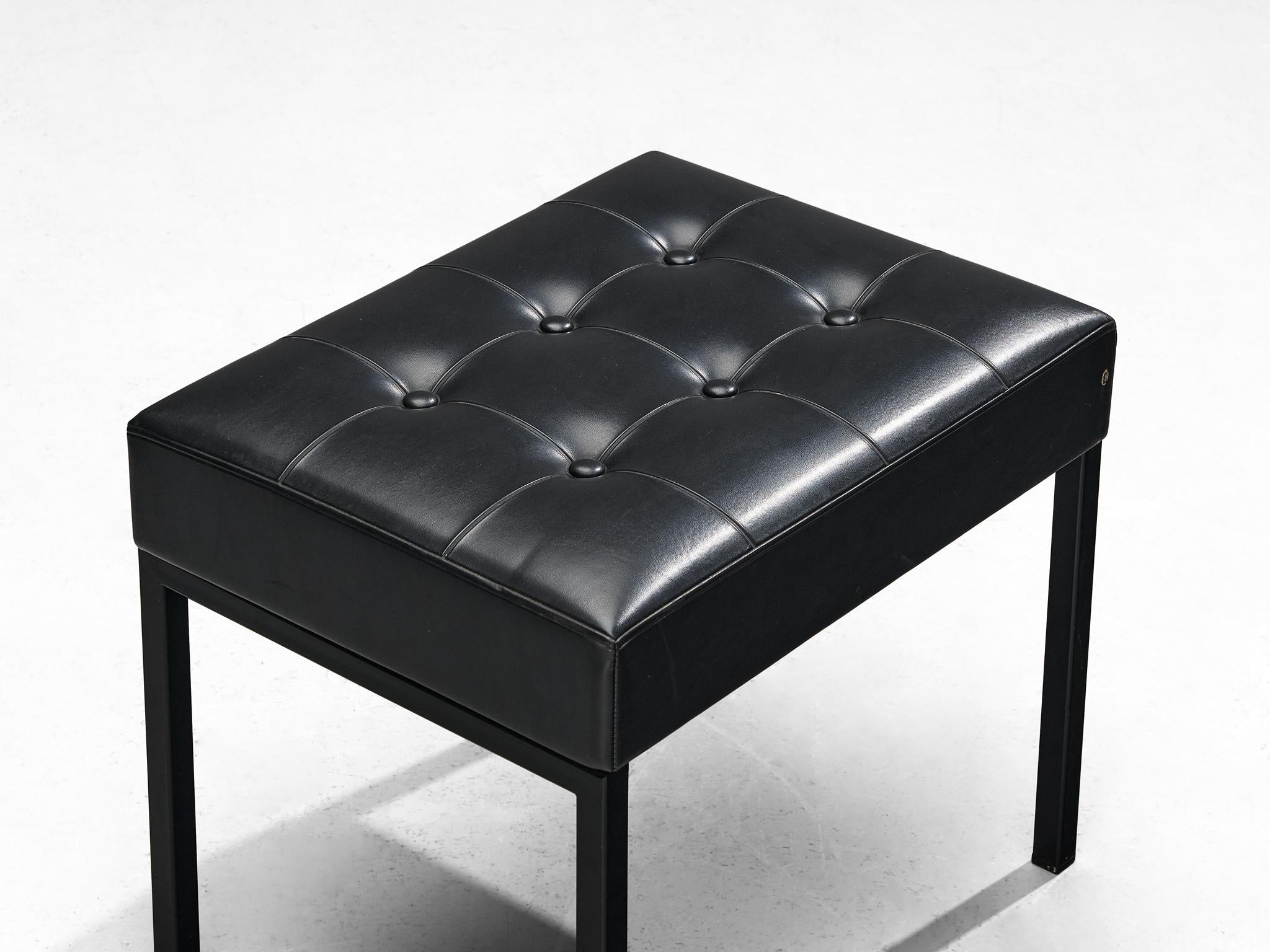 Pair of Minimalist Stools in Steel and Black Upholstery seating Morentz