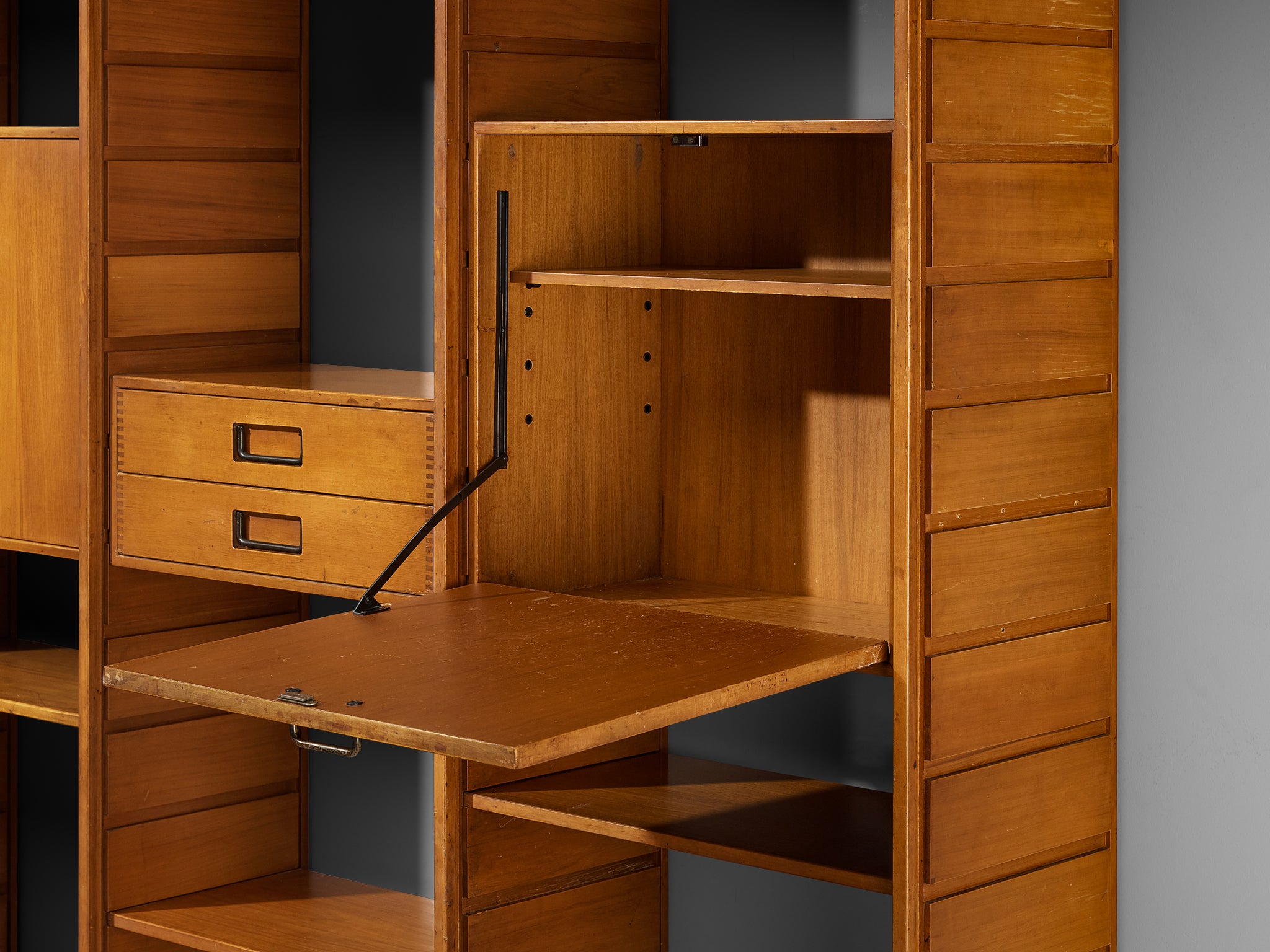 Gianfranco Frattini for Cantieri Carugati Large Library in Cherry Case pieces and storage cabinets Morentz