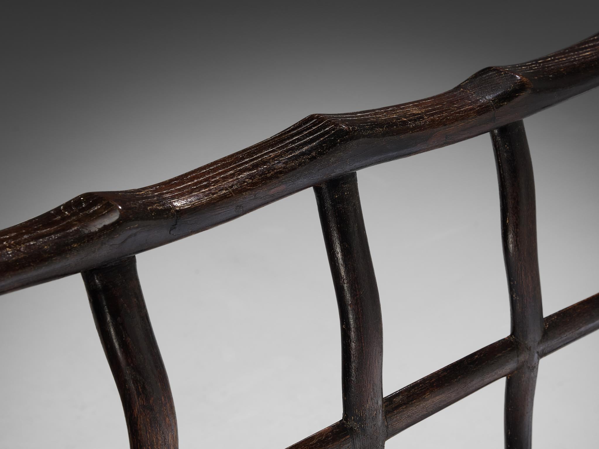 1940s Italian Double Bed with Carved Sculpted Frame in Cerused Chestnut more furniture and collectibles Morentz