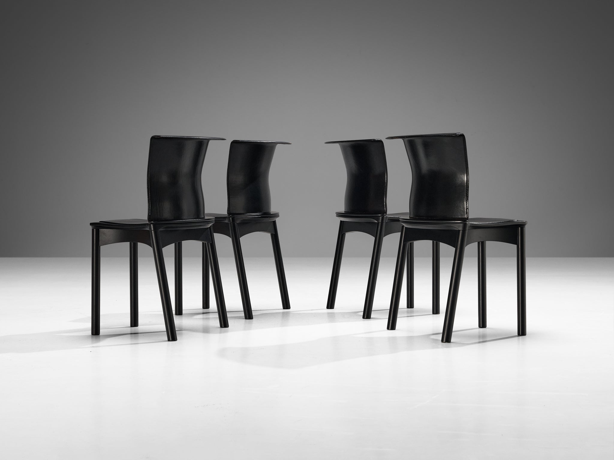 Francesco Binfaré for Cassina Set of Four 'Hock' Dining Chairs in Black Leather seating Morentz