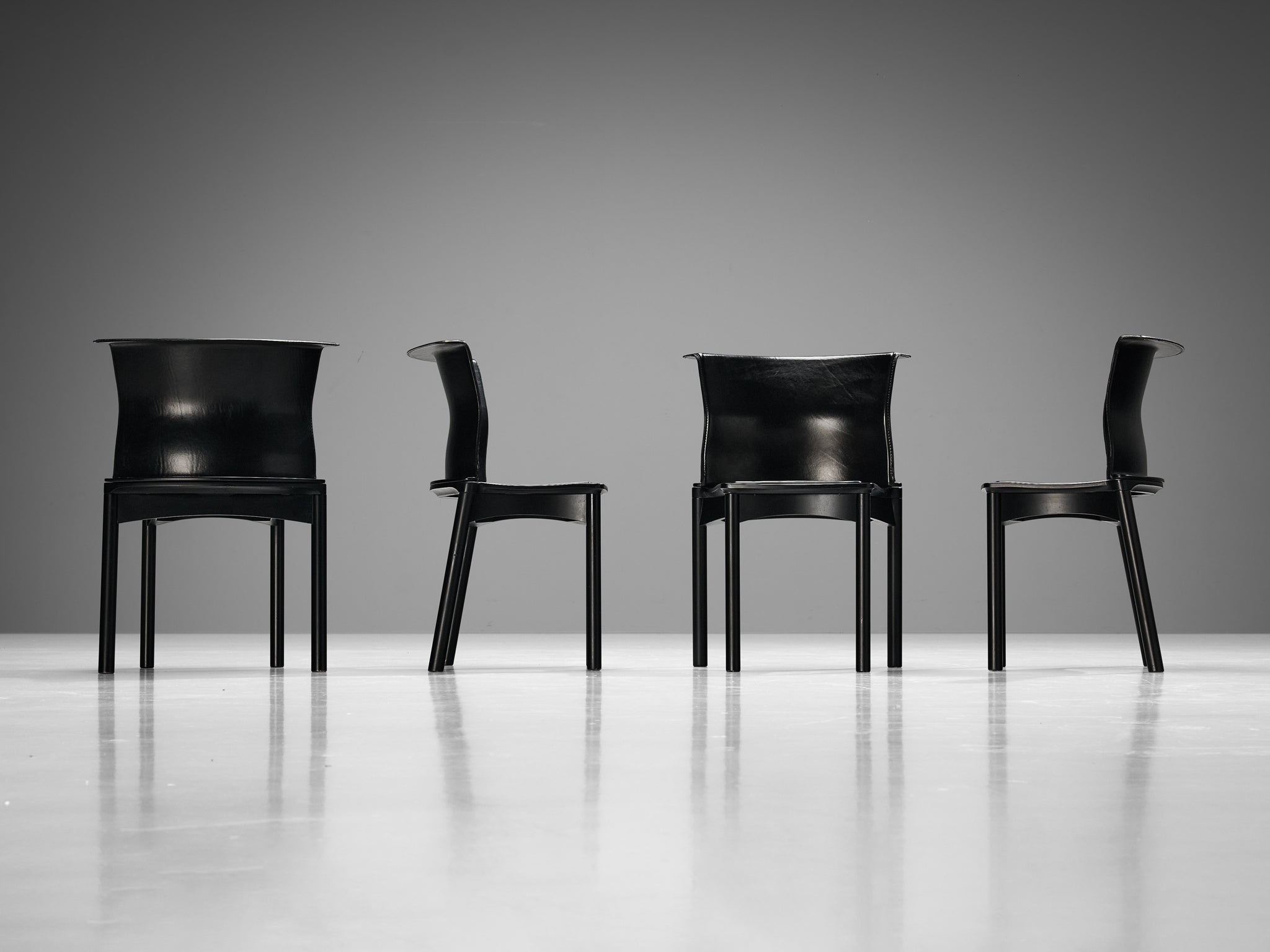 Francesco Binfaré for Cassina Set of Four 'Hock' Dining Chairs in Black Leather seating Morentz