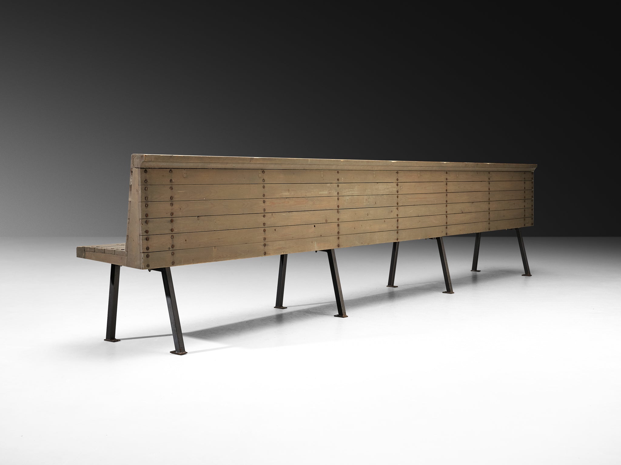 Dom Hans van der Laan Long Bench in Grey Lacquered Pine 400cm/157.48in. Seating Morentz