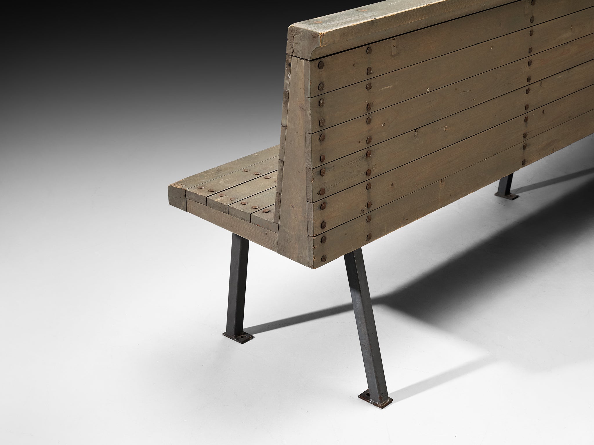 Dom Hans van der Laan Long Bench in Grey Lacquered Pine 400cm/157.48in. Seating Morentz