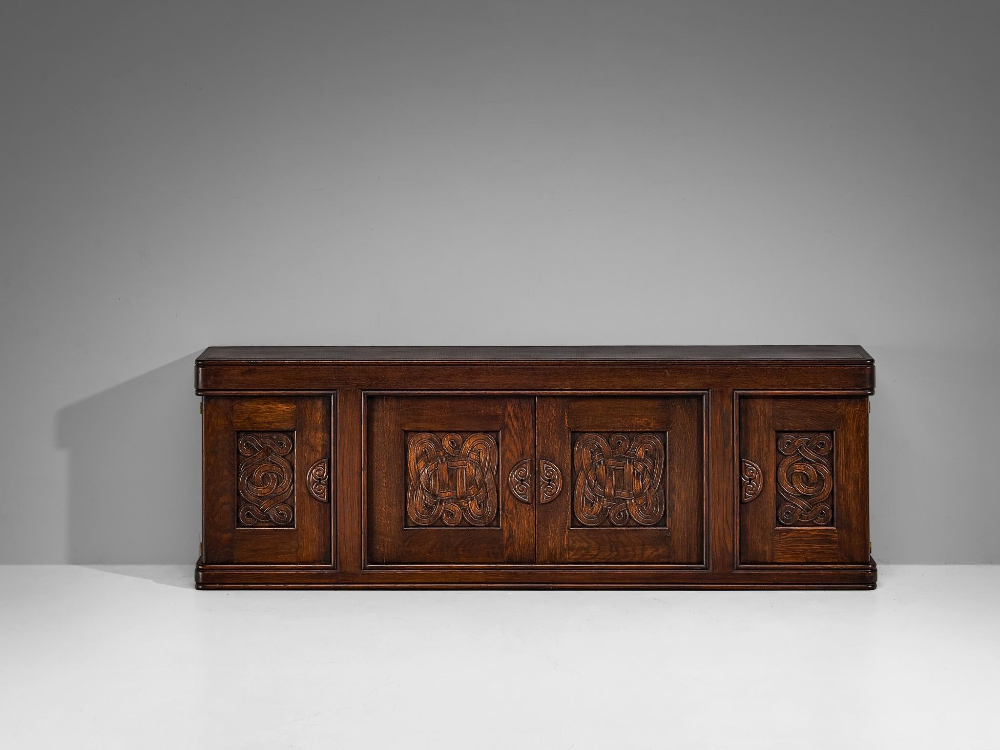 Joseph Savina Cabinet with Intricate Carvings in Oak case pieces and storage cabinets Morentz