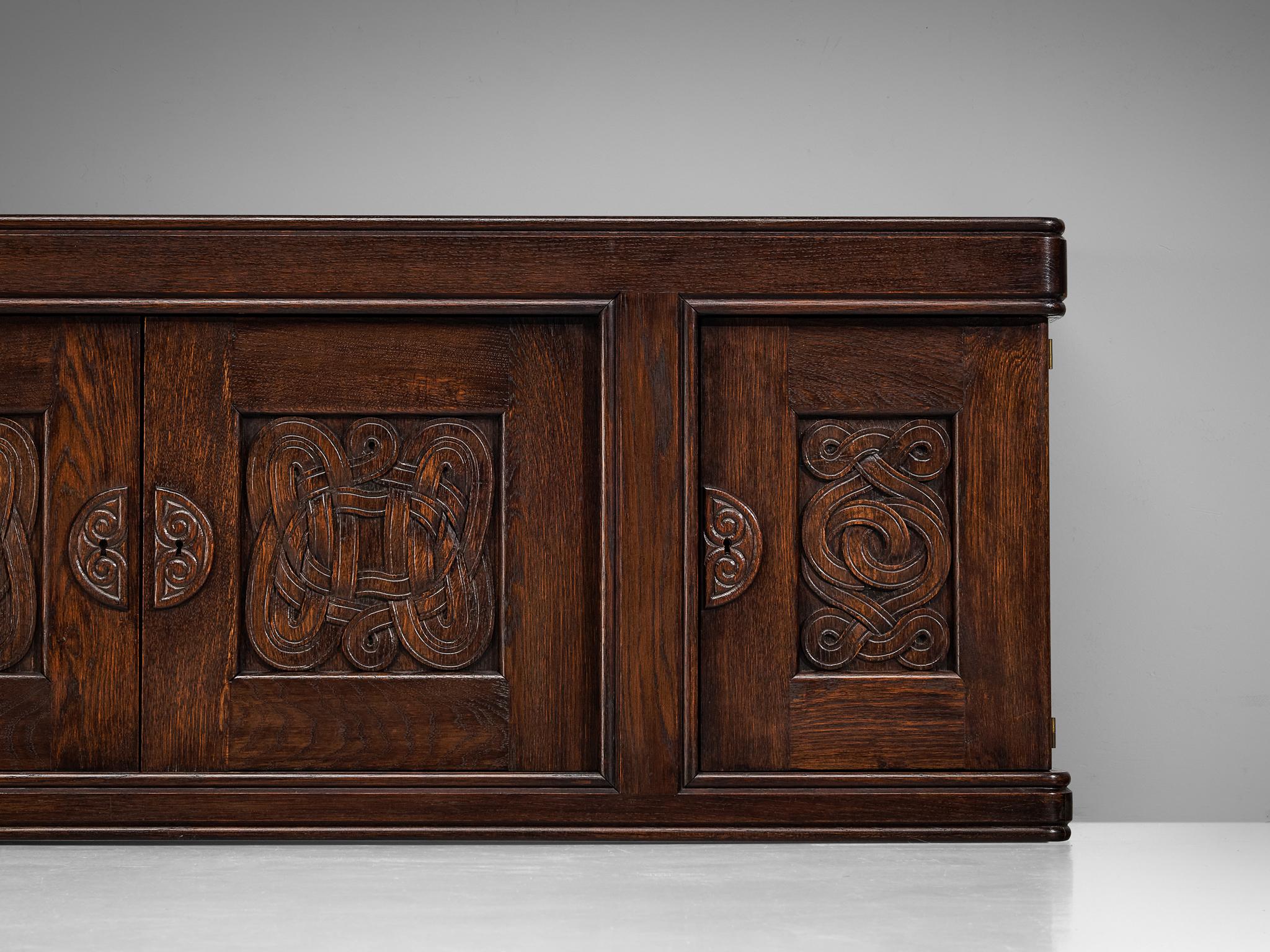 Joseph Savina Cabinet with Intricate Carvings in Oak case pieces and storage cabinets Morentz
