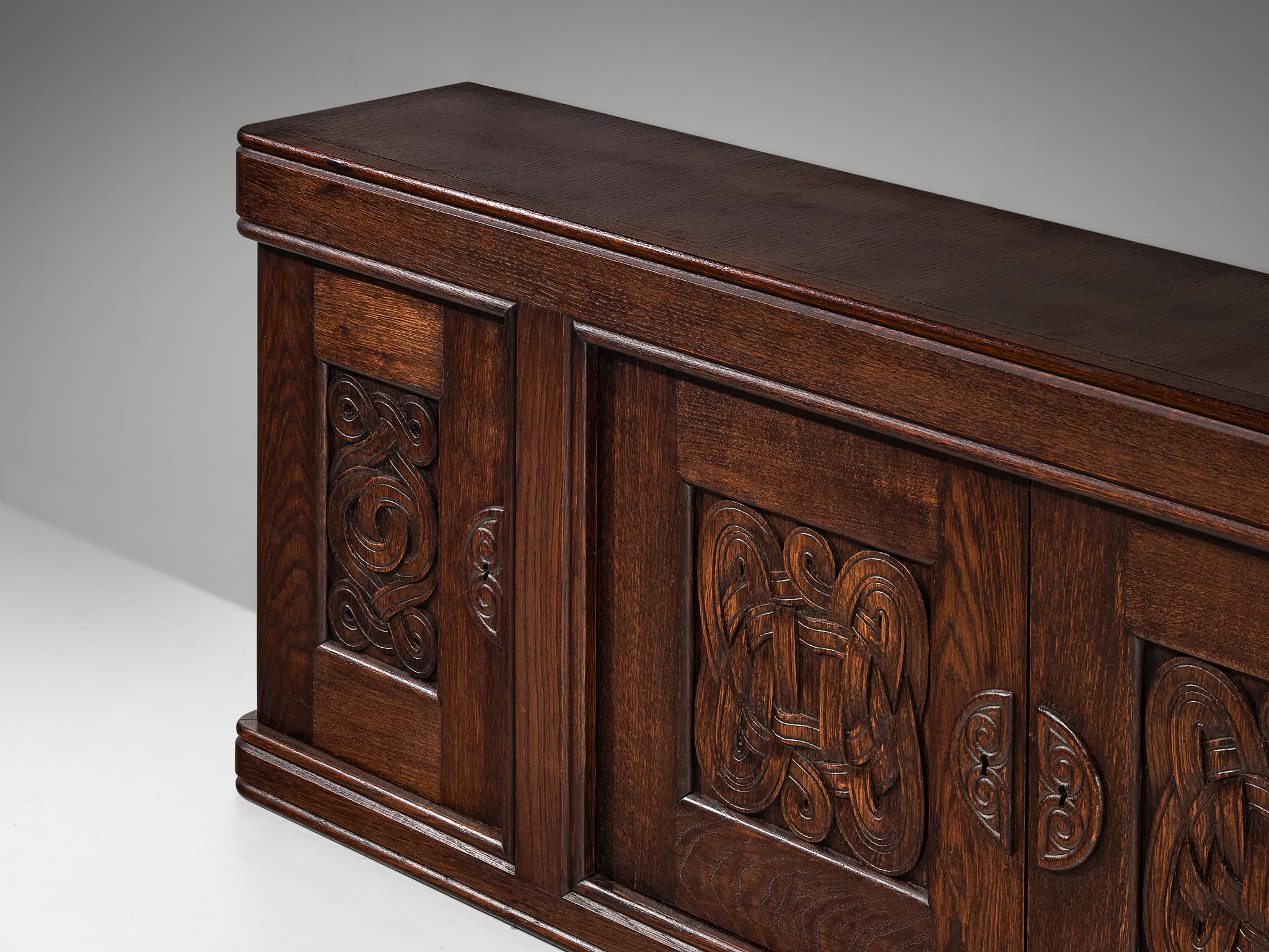 Joseph Savina Cabinet with Intricate Carvings in Oak case pieces and storage cabinets Morentz