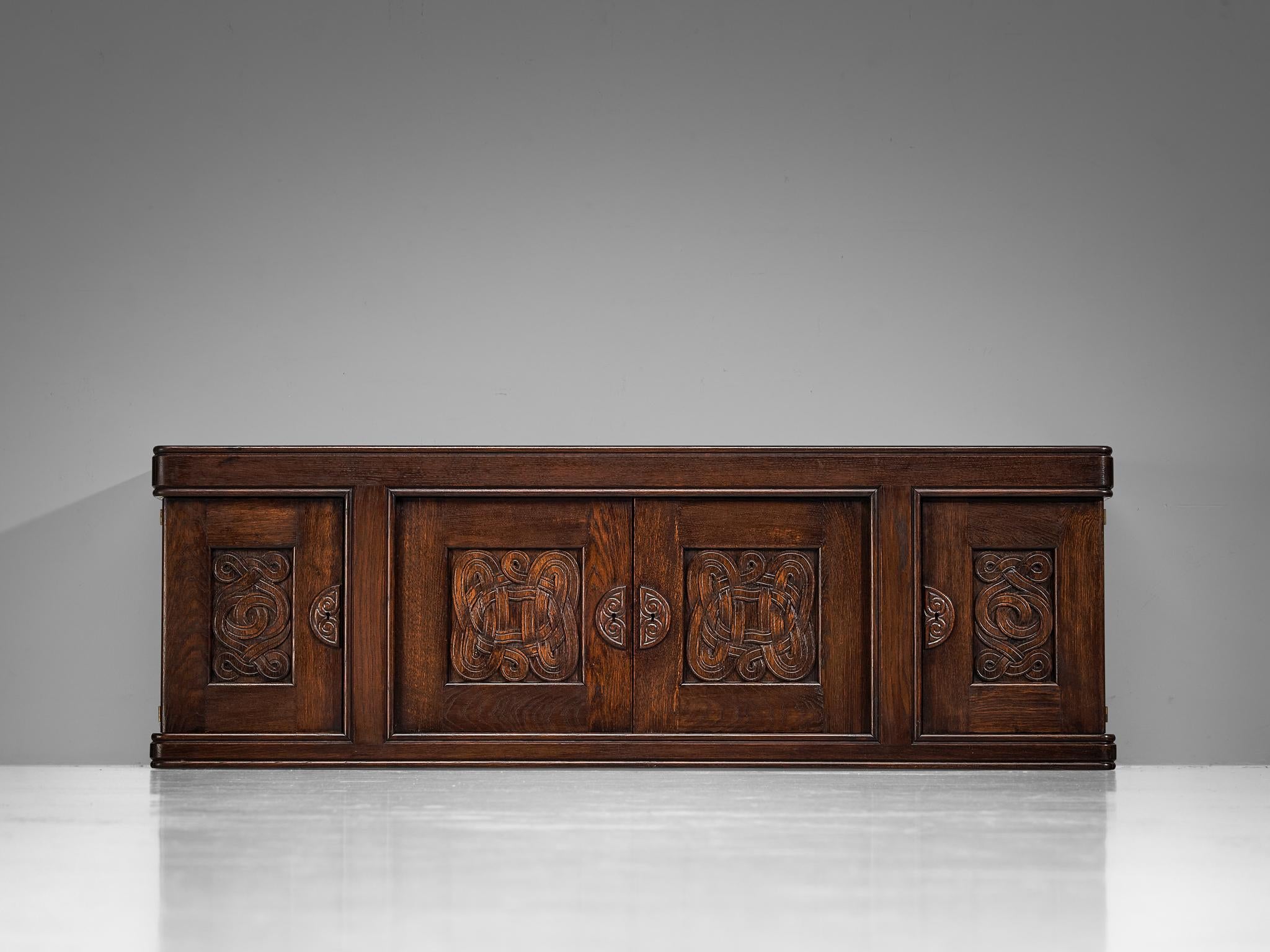 Joseph Savina Cabinet with Intricate Carvings in Oak case pieces and storage cabinets Morentz