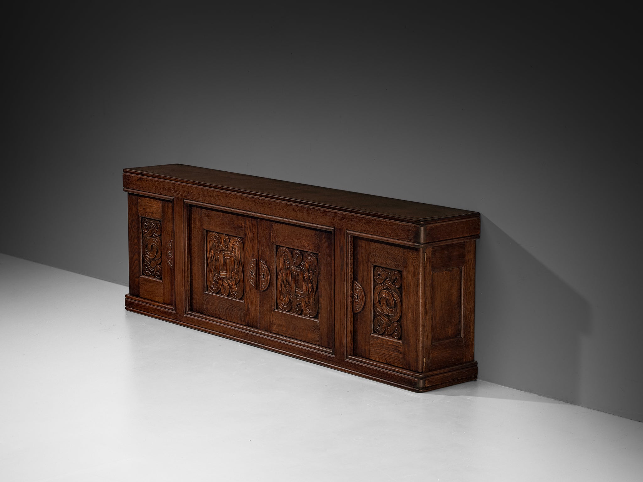 Joseph Savina Sideboard with Decorative Carvings in Oak Case pieces and storage cabinets Morentz
