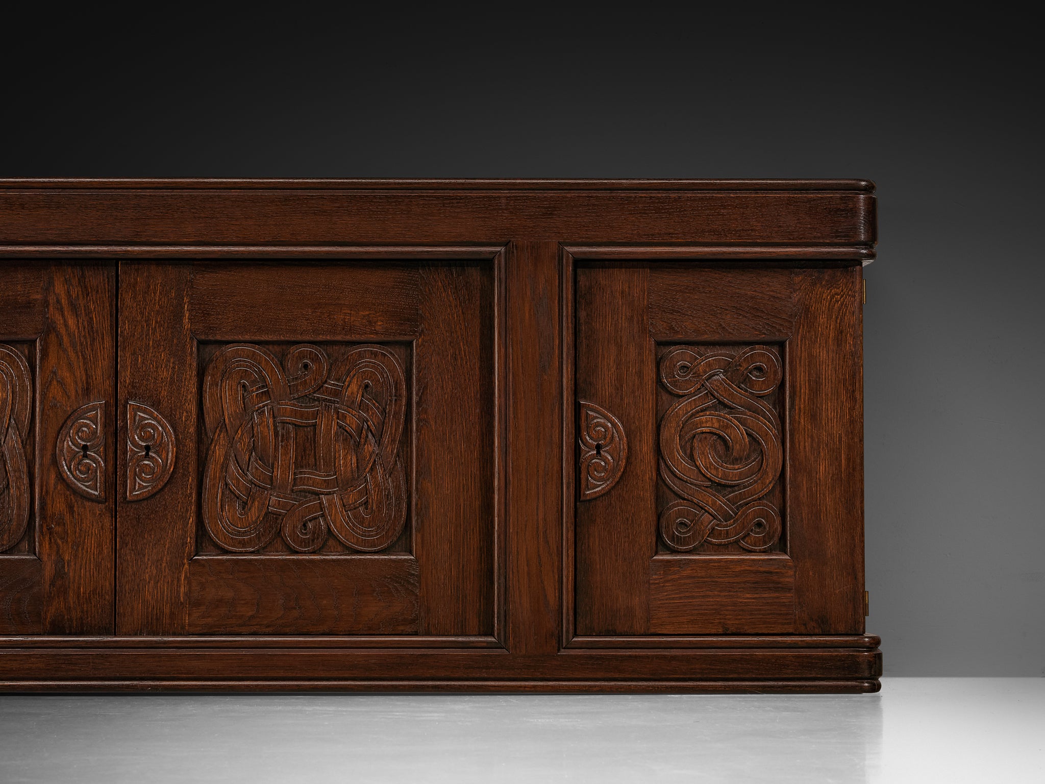 Joseph Savina Sideboard with Decorative Carvings in Oak Case pieces and storage cabinets Morentz