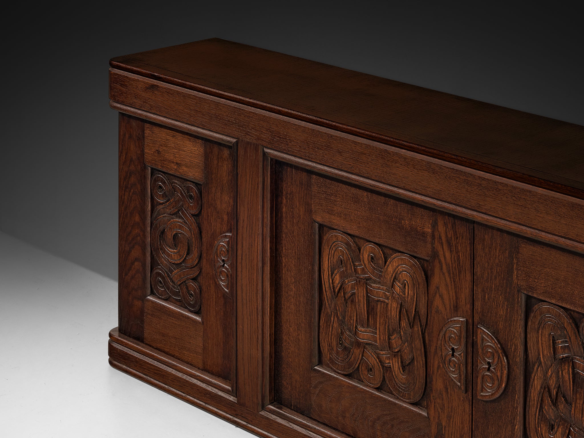 Joseph Savina Sideboard with Decorative Carvings in Oak Case pieces and storage cabinets Morentz