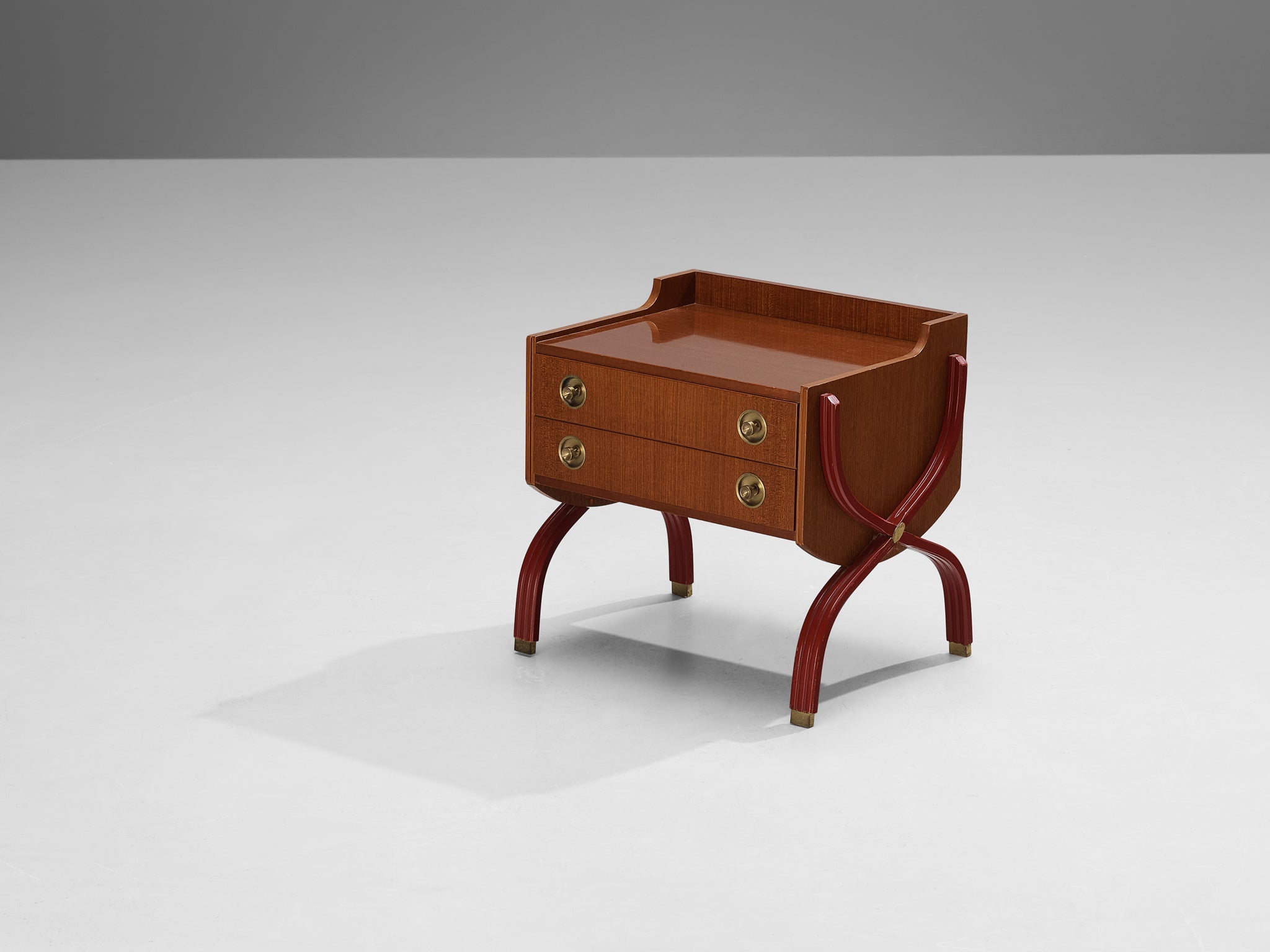 Tosi Arredamenti Pair of Cabinets or Night Stands in Mahogany and Brass more furniture and collectibles Morentz