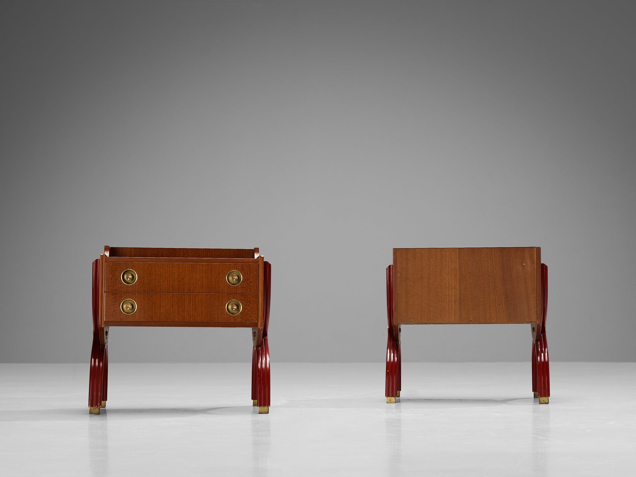 Tosi Arredamenti Pair of Cabinets or Night Stands in Mahogany and Brass more furniture and collectibles Morentz