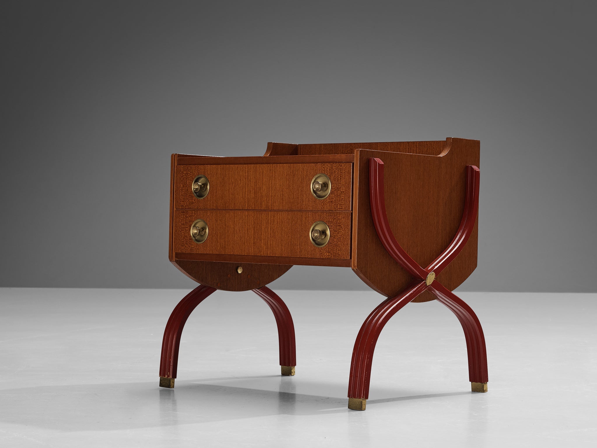 Tosi Arredamenti Pair of Cabinets or Night Stands in Mahogany and Brass more furniture and collectibles Morentz