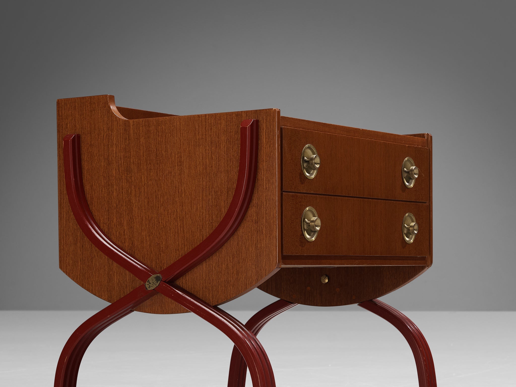 Tosi Arredamenti Pair of Cabinets or Night Stands in Mahogany and Brass more furniture and collectibles Morentz
