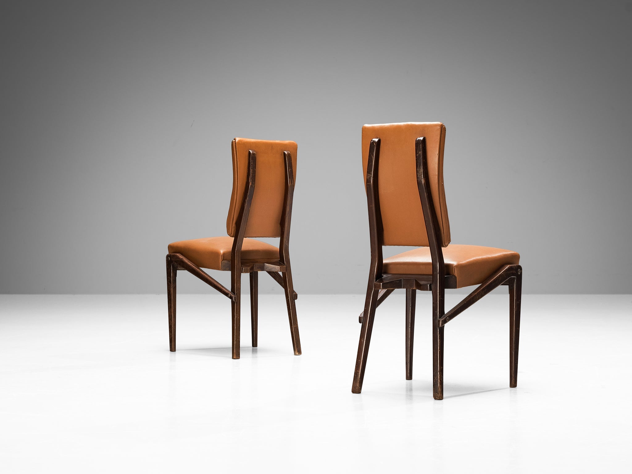 Unique Mario Oreglia Set of Six Dining Chairs with Sculptural Wooden Frame seating Morentz