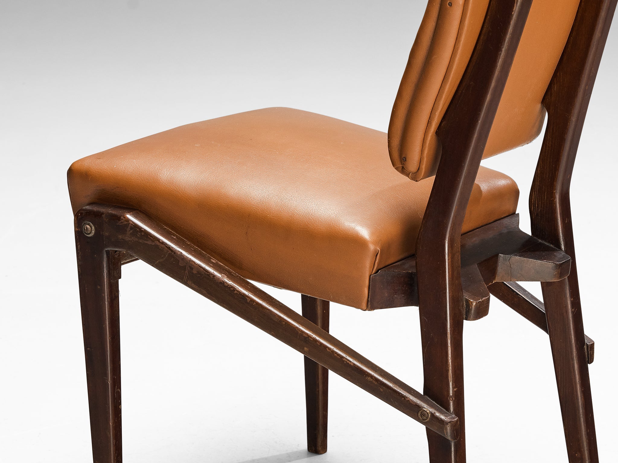 Unique Mario Oreglia Set of Six Dining Chairs with Sculptural Wooden Frame seating Morentz