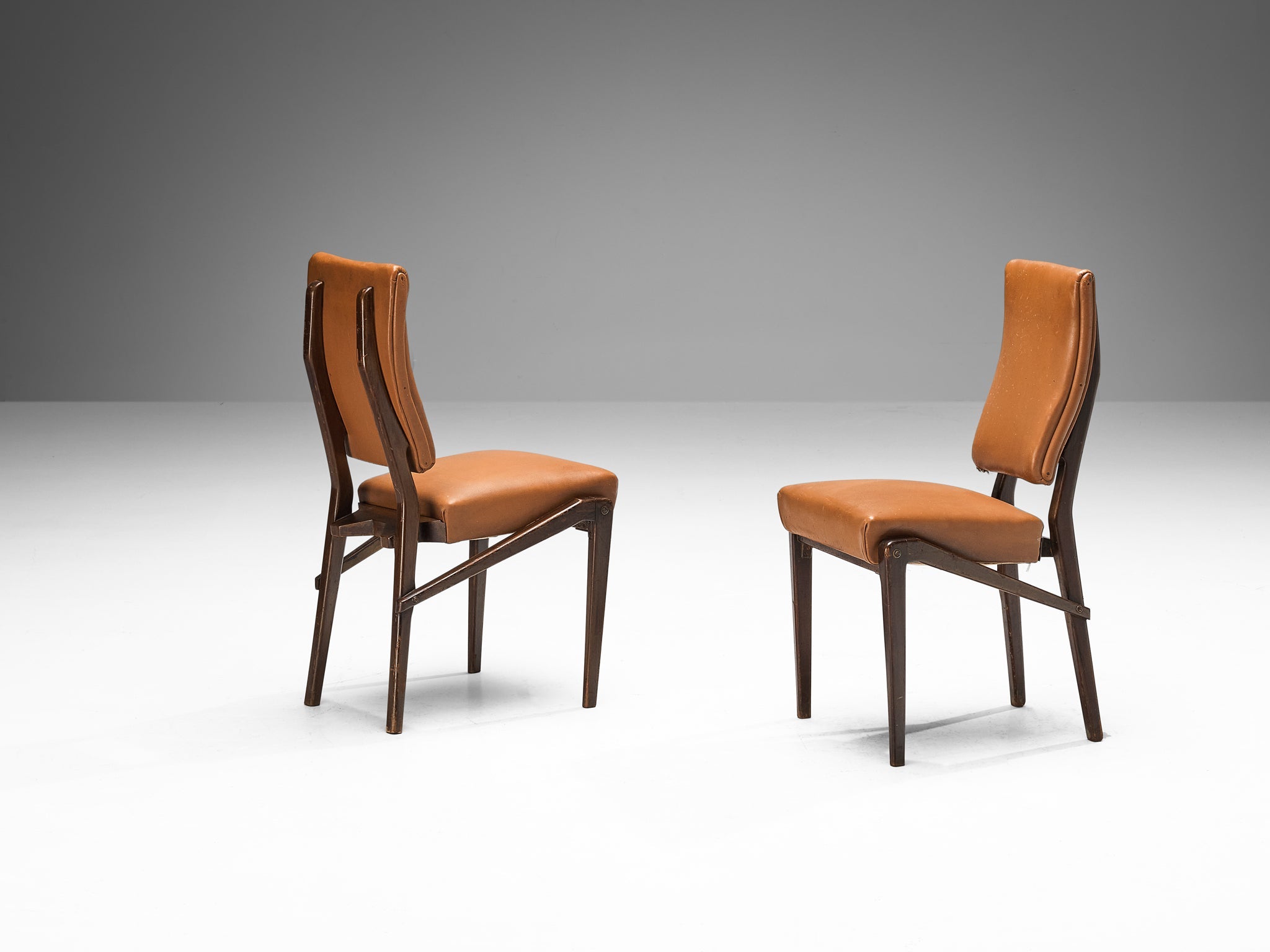 Unique Mario Oreglia Set of Six Dining Chairs with Sculptural Wooden Frame seating Morentz