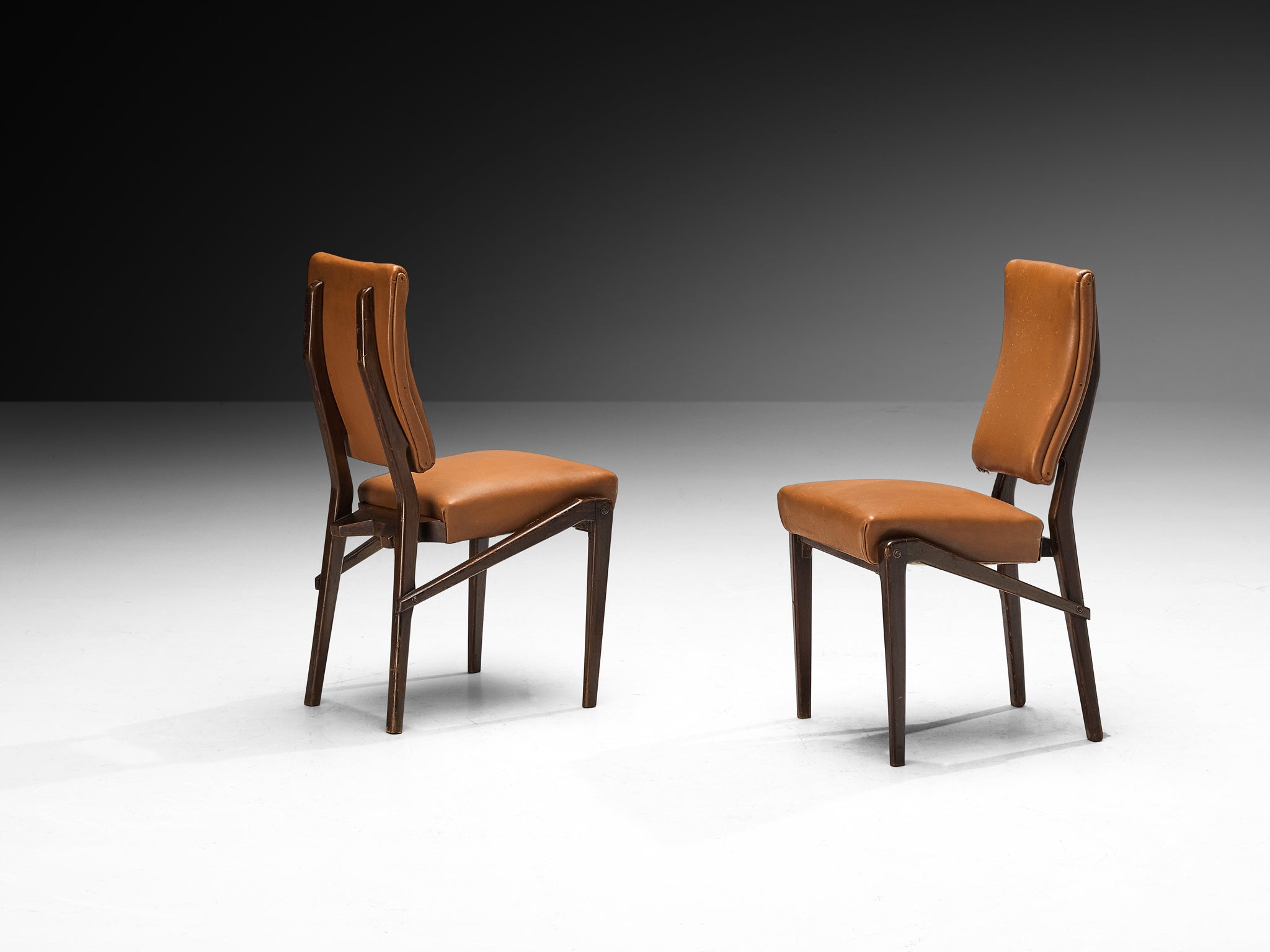 Unique Mario Oreglia Set of Six Dining Chairs with Sculptural Wooden Frame Seating Morentz