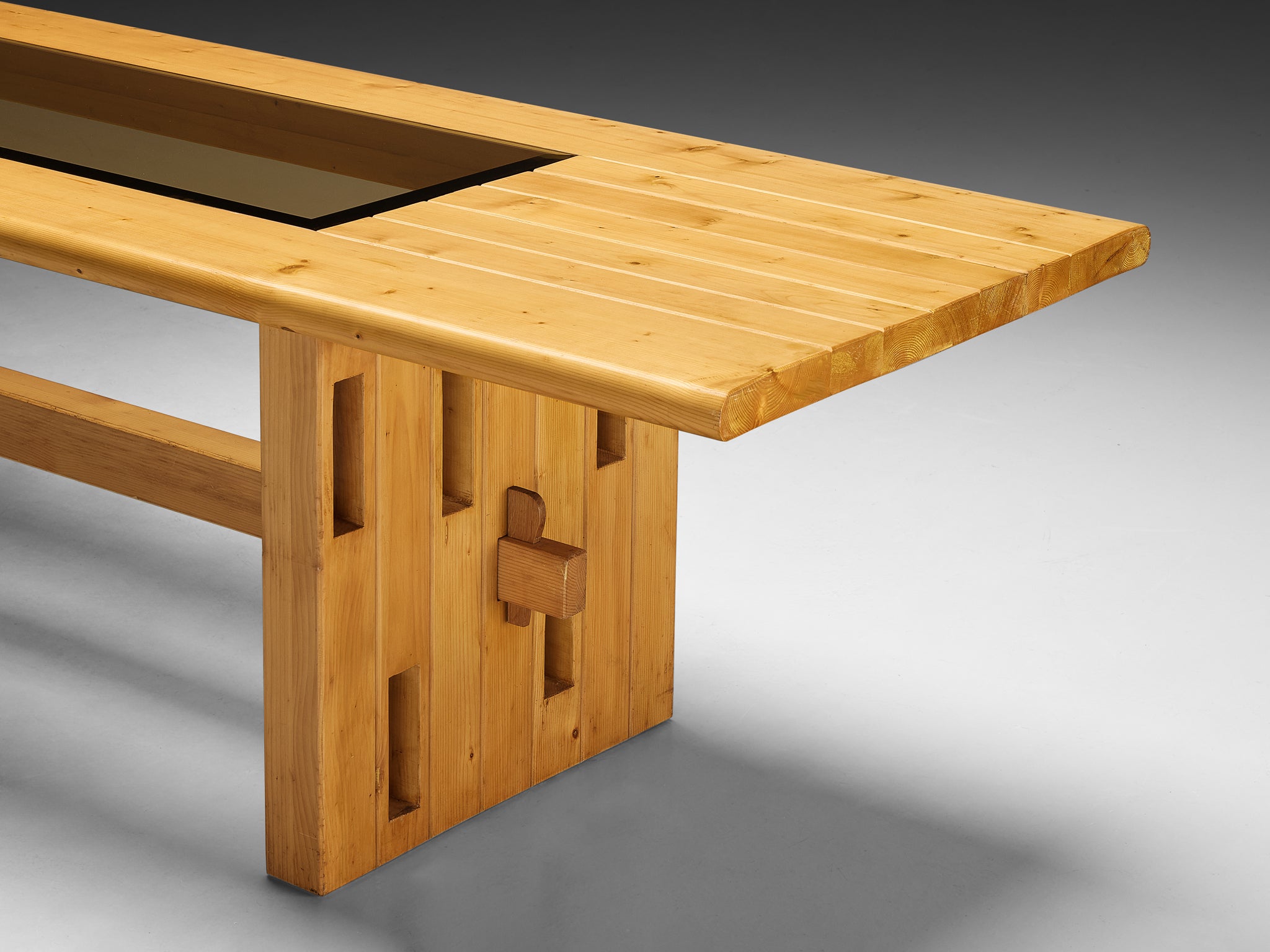 Unique Robust Italian Dining Table in Pine with Geometric Base Tables Morentz