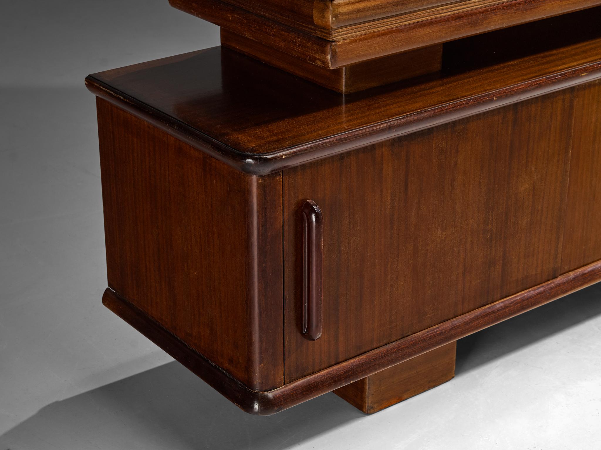 Enrico & Paolo Borghi High Sideboard in Mahogany with Carved Doors case pieces and storage cabinets Morentz