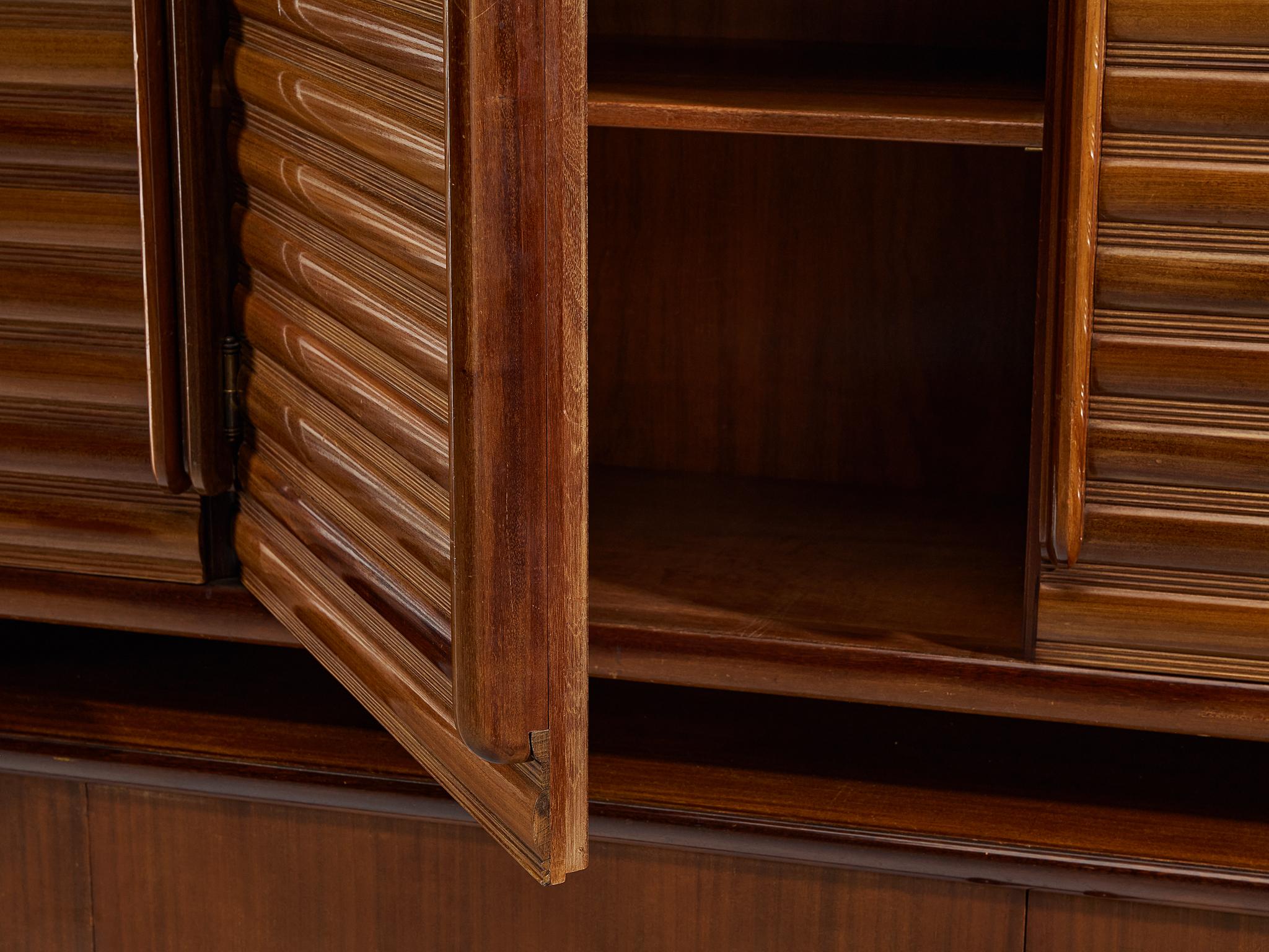 Enrico & Paolo Borghi High Sideboard in Mahogany with Carved Doors case pieces and storage cabinets Morentz