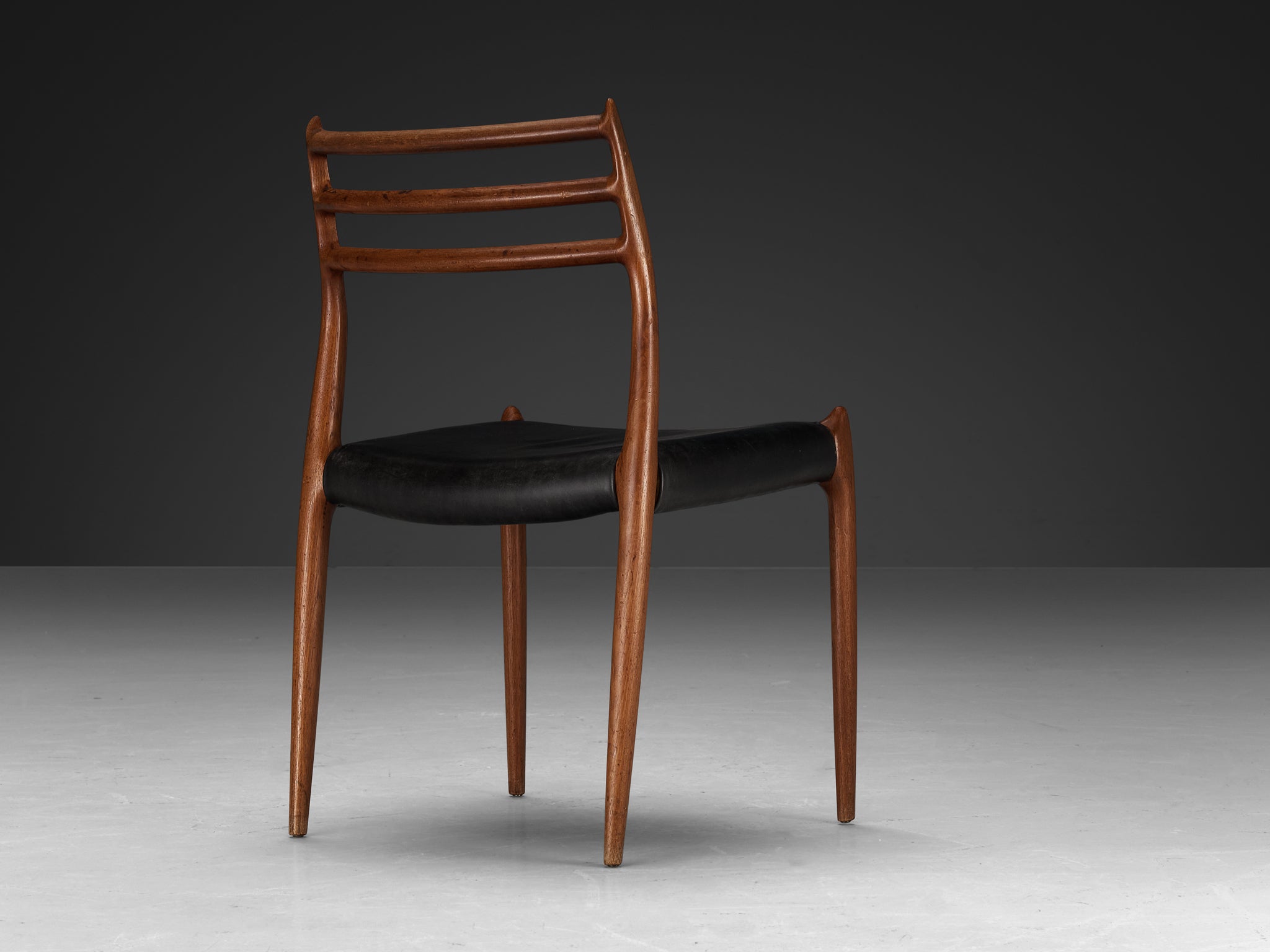 Niels Otto Møller Pair of Dining Chairs in Teak and Leather Seating Morentz