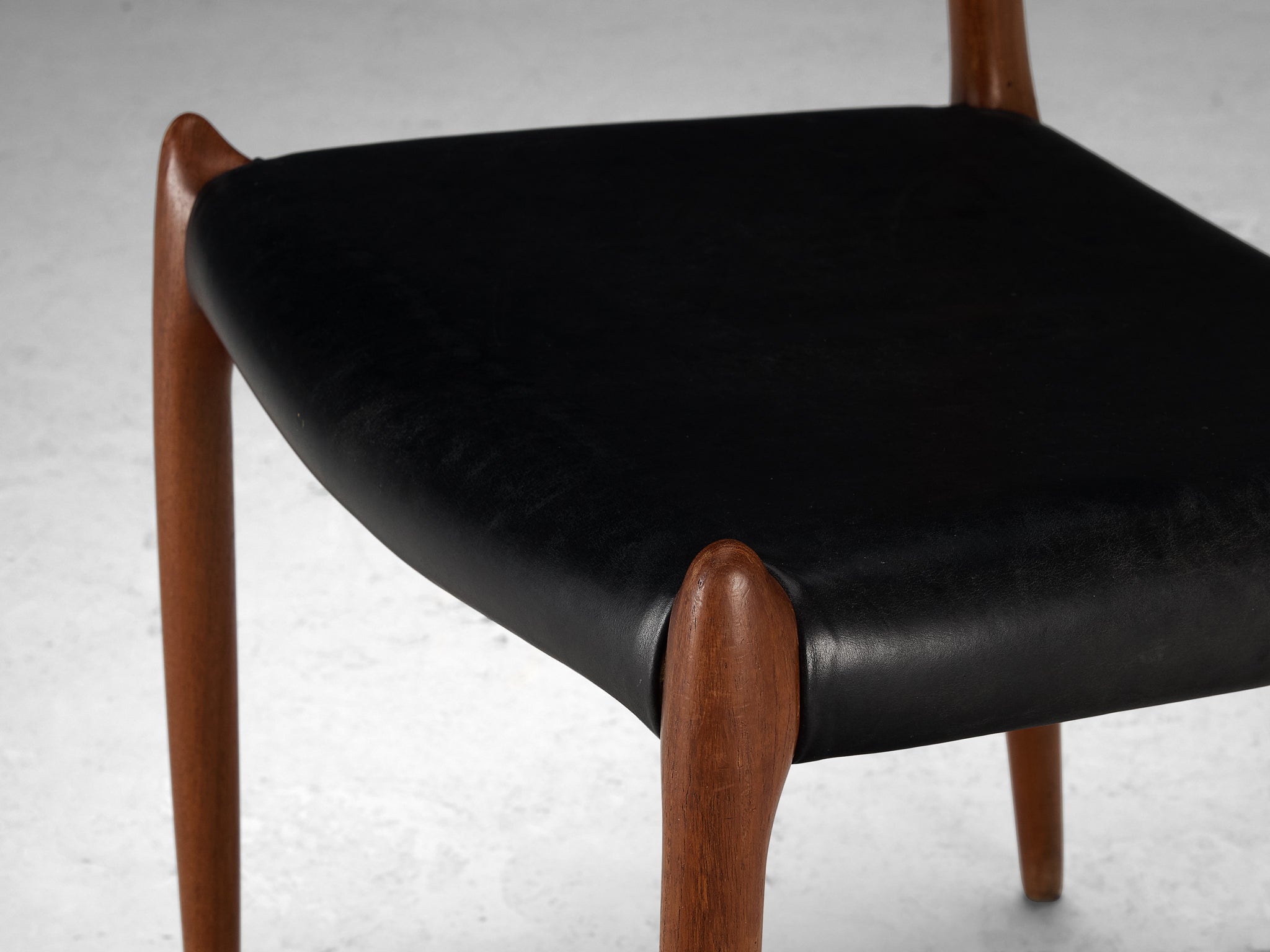 Niels Otto Møller Pair of Dining Chairs in Teak and Leather Seating Morentz