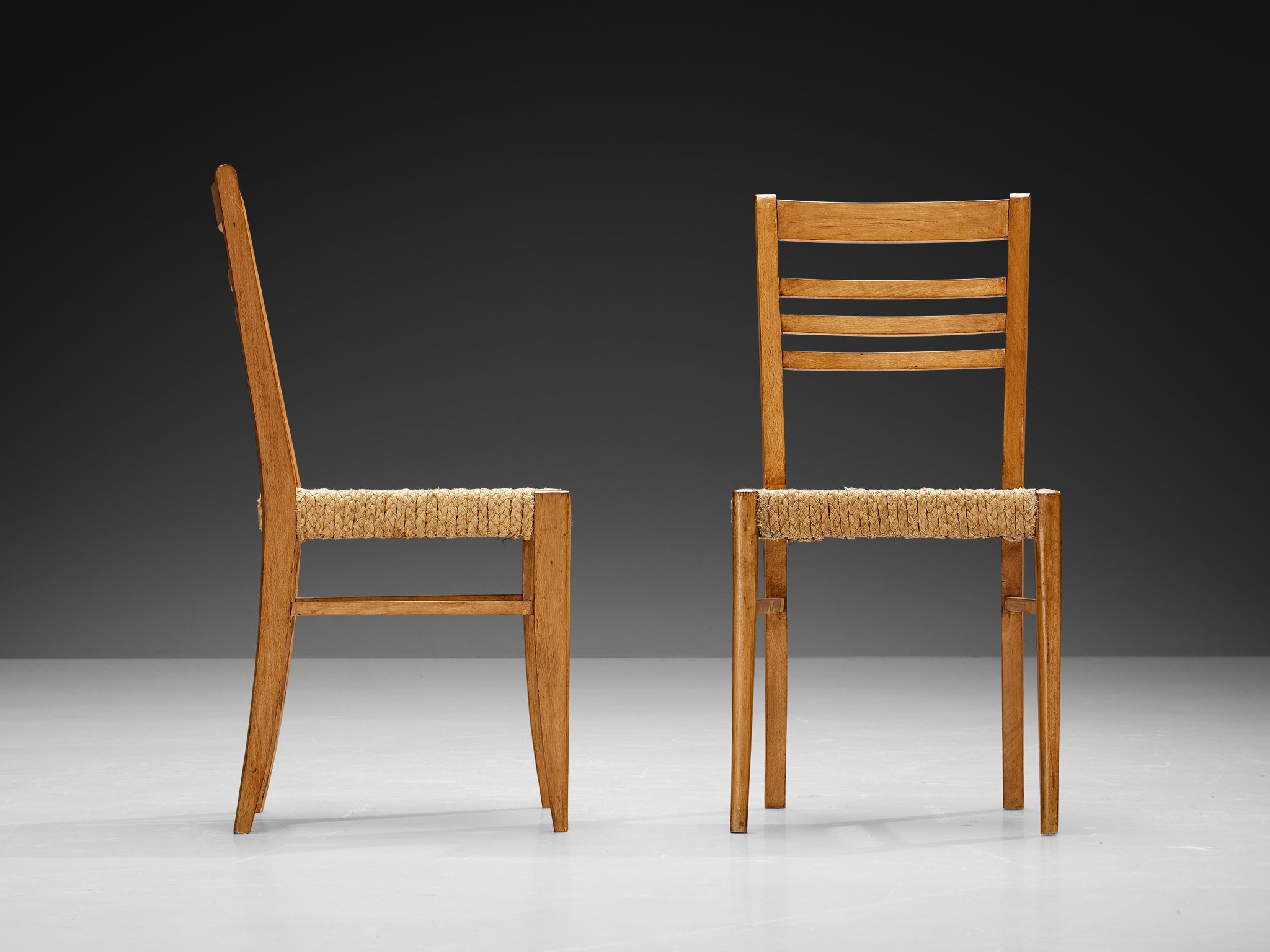 Adrien Audoux & Frida Minet Set of Ten Dining Chairs in Braided Hemp Seating Morentz