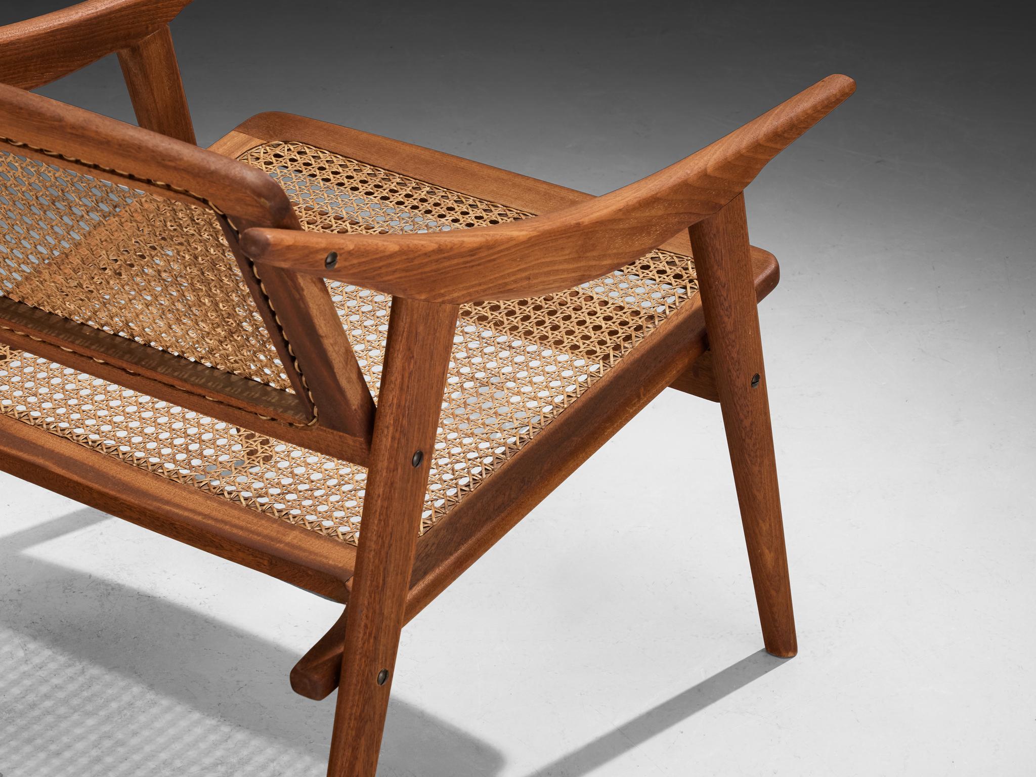 Michel Ducaroy for SNA Roset Pair of Lounge Chairs in Teak and Cane seating Morentz