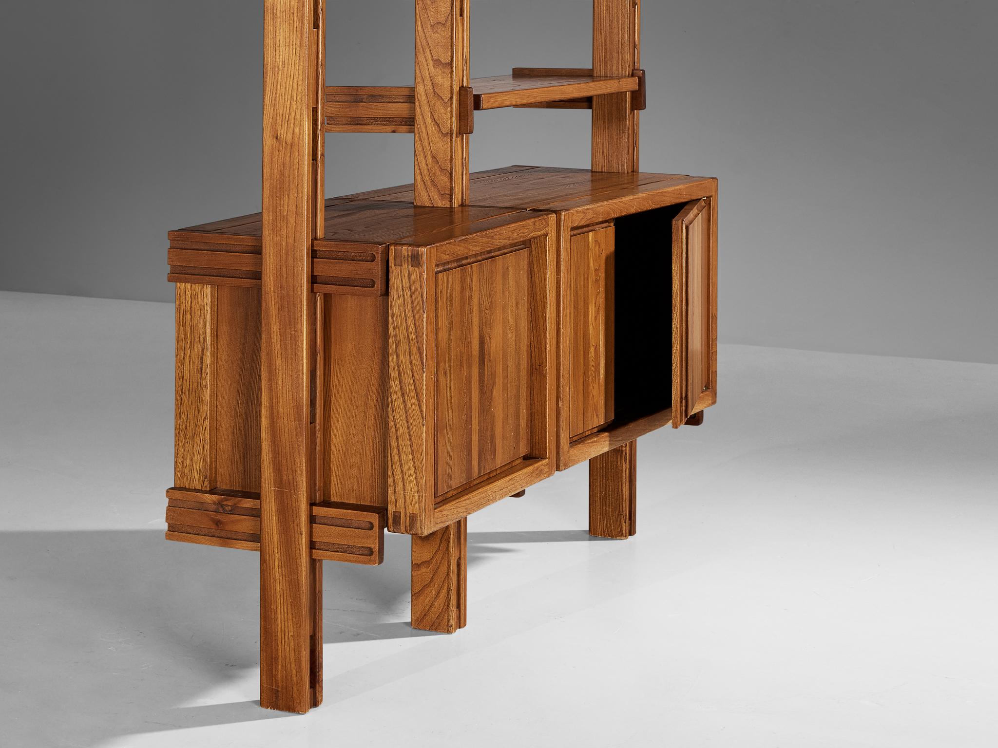 Galerie L'Orme Modular Wall Unit in Solid Elm case pieces and storage cabinets Morentz