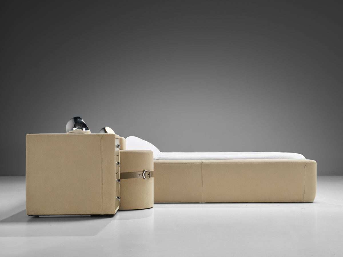 Guido Faleschini for Mariani Pace Collection Bed Set in Off White Nubuck Leather More Furniture and Collectibles Morentz