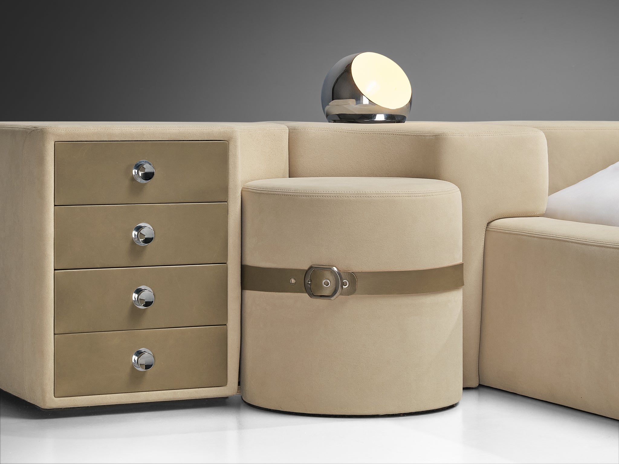 Guido Faleschini for Mariani Pace Collection Bed Set in Off White Nubuck Leather More Furniture and Collectibles Morentz