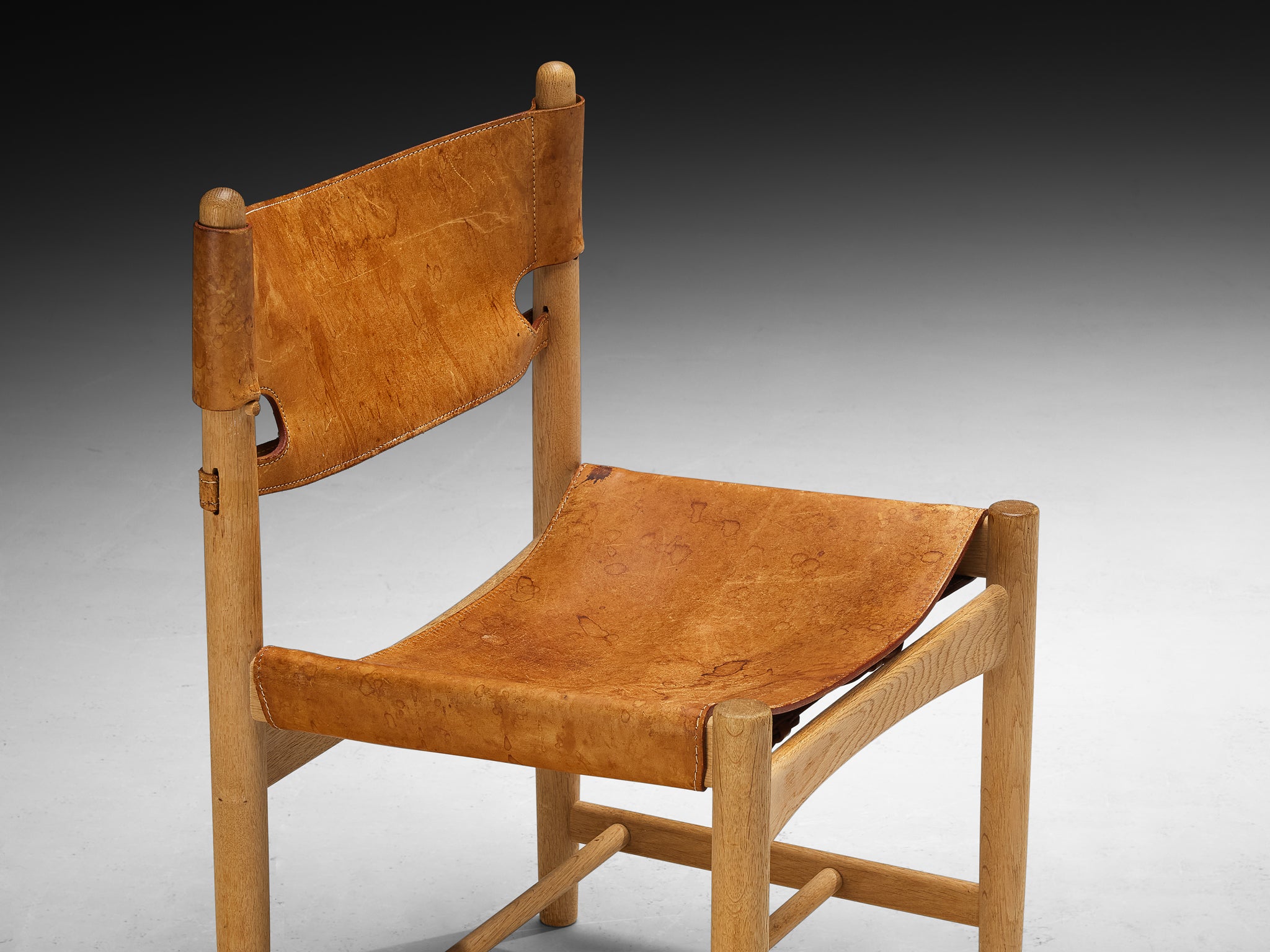 Børge Mogensen for Fredericia Set of Six Armchairs in Oak & Cognac Leather Seating Morentz