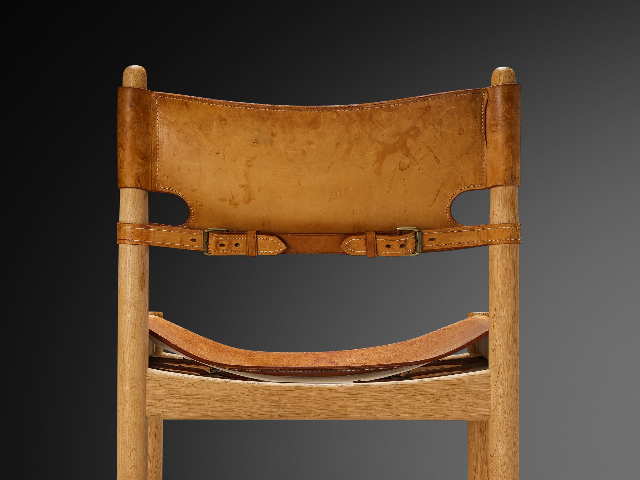Børge Mogensen for Fredericia Set of Six Armchairs in Oak & Cognac Leather Seating Morentz