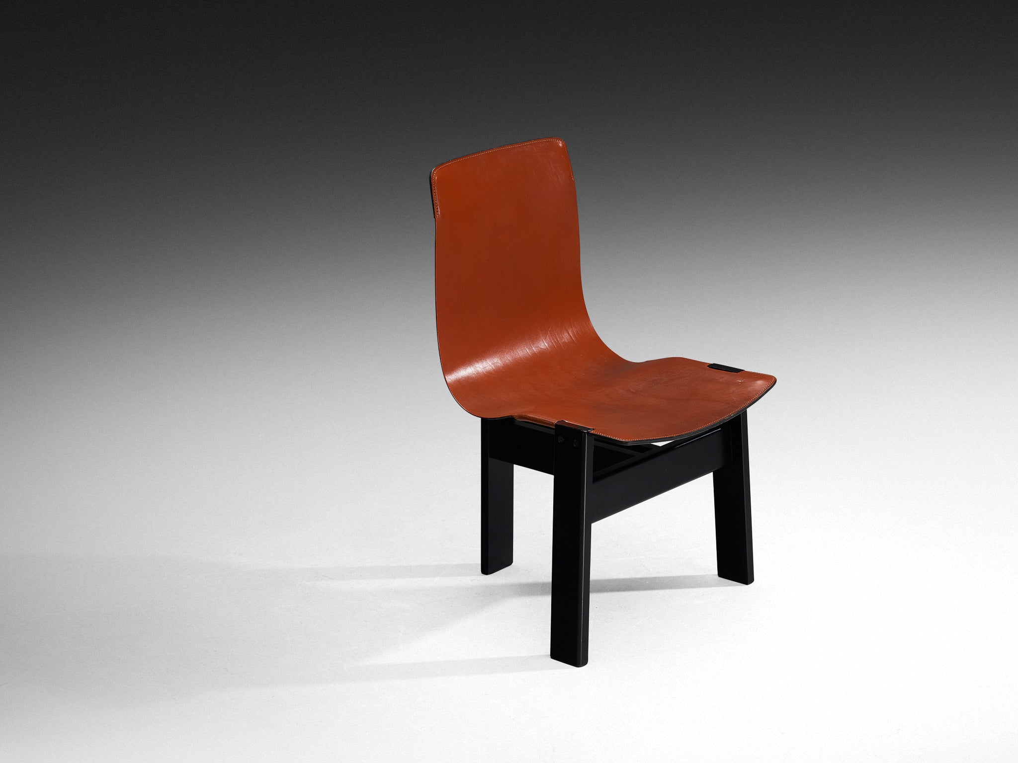 Angelo Mangiarotti for Skipper Pair of 'Tre 3' Dining Chairs in Leather Seating Morentz