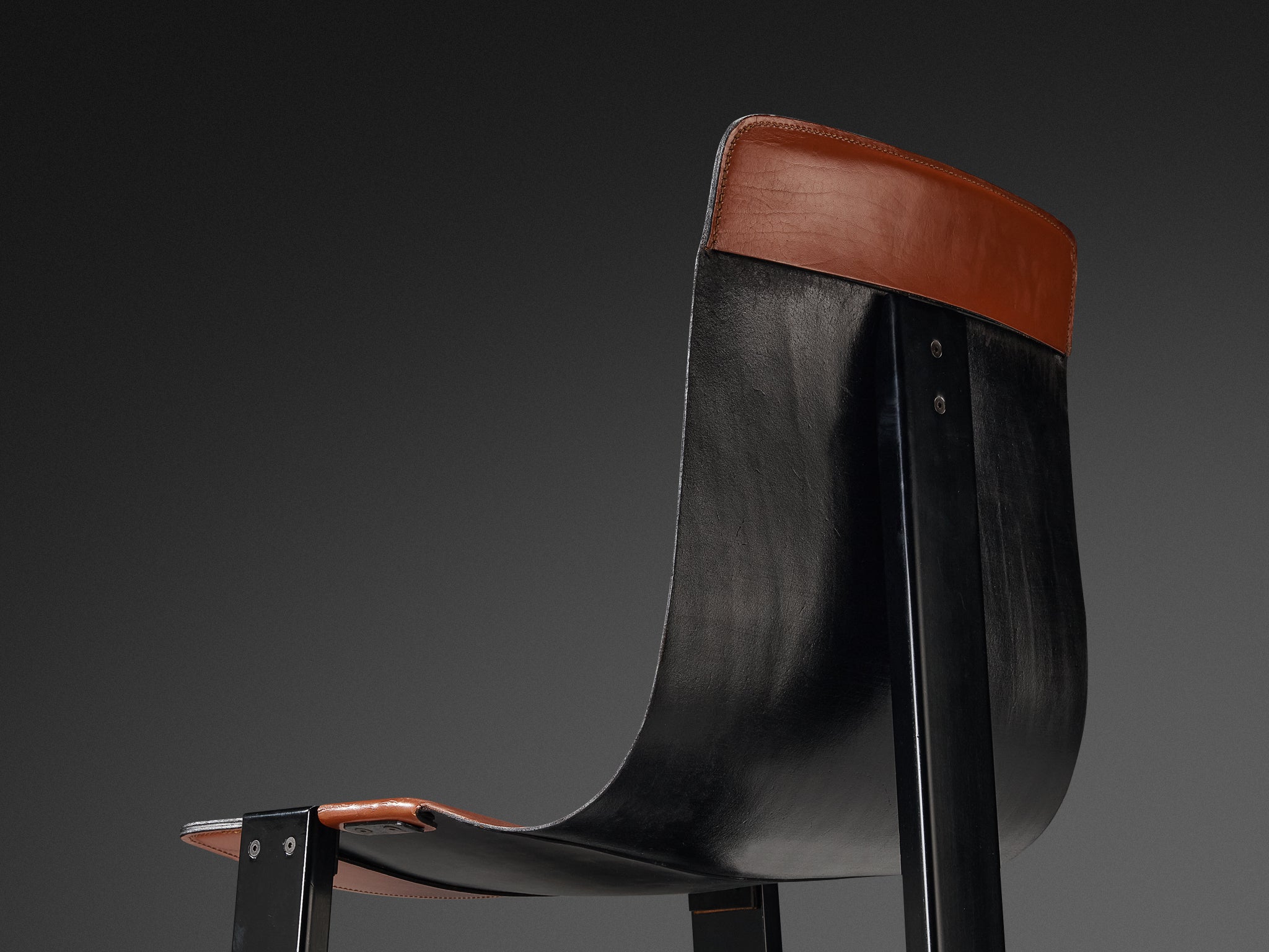 Angelo Mangiarotti for Skipper Pair of 'Tre 3' Dining Chairs in Leather Seating Morentz