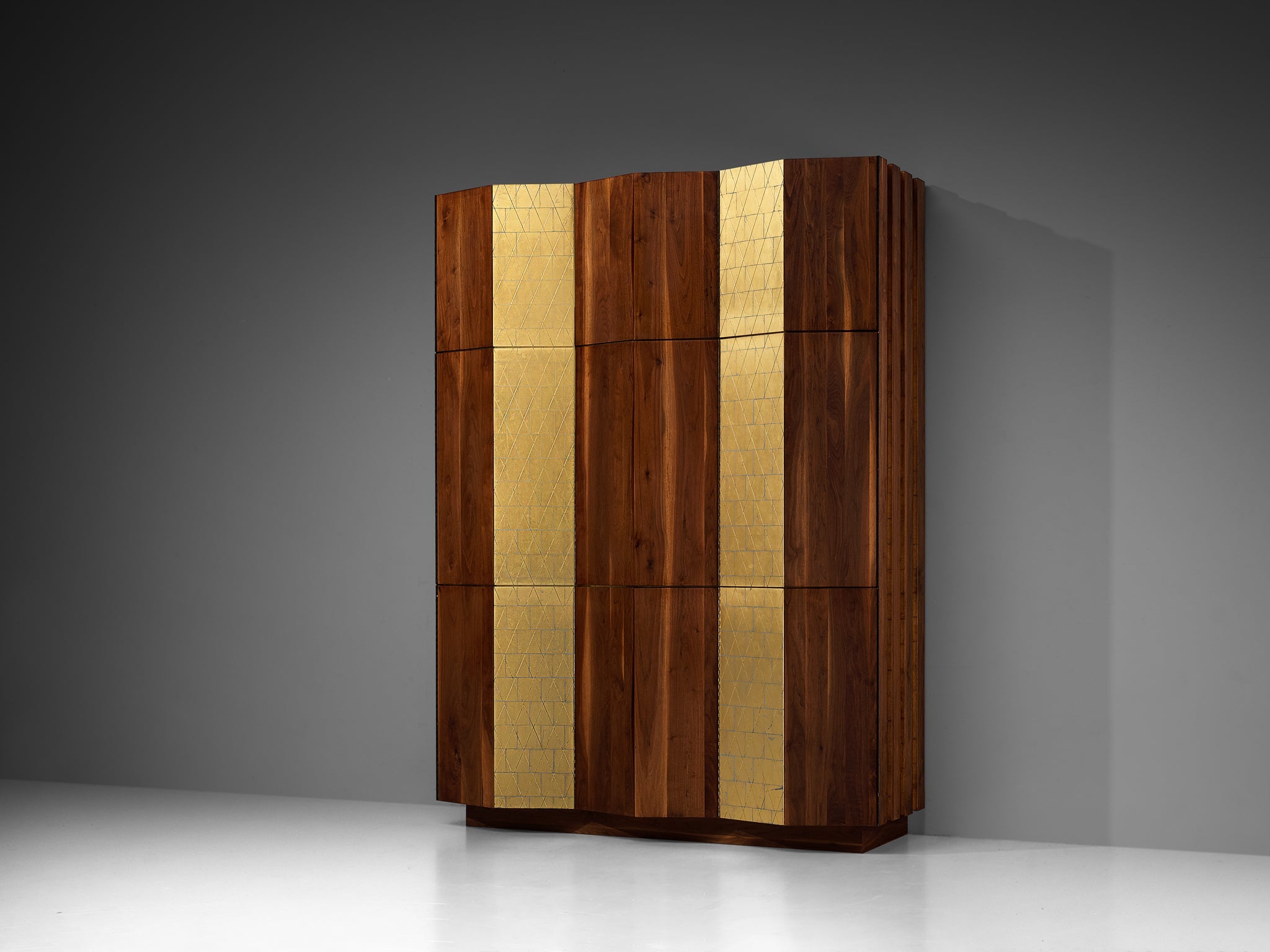 Phillip Lloyd Powell Large Cabinet in Walnut and Gold Leaf case pieces and storage cabinets Morentz