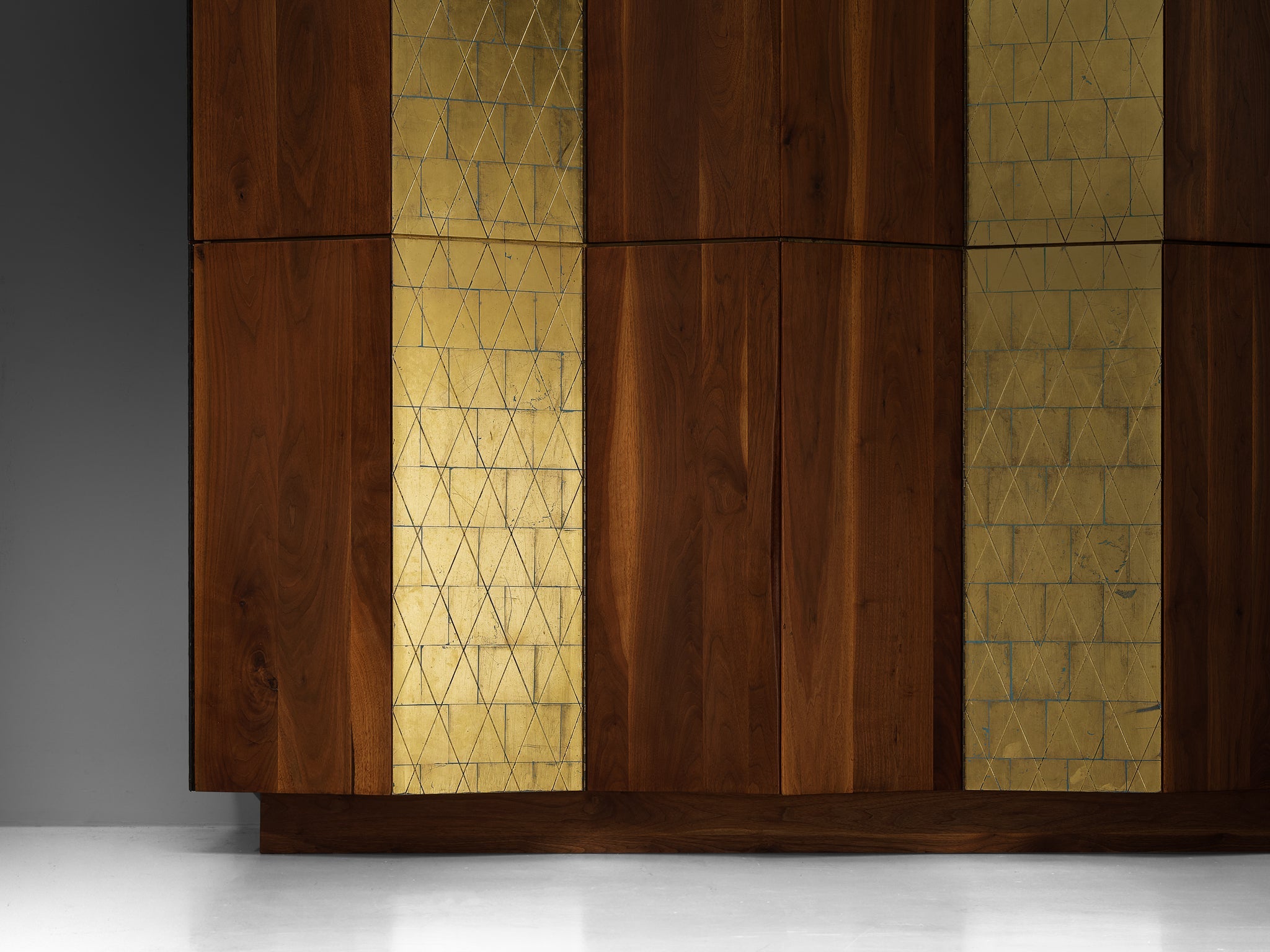 Phillip Lloyd Powell Large Cabinet in Walnut and Gold Leaf case pieces and storage cabinets Morentz