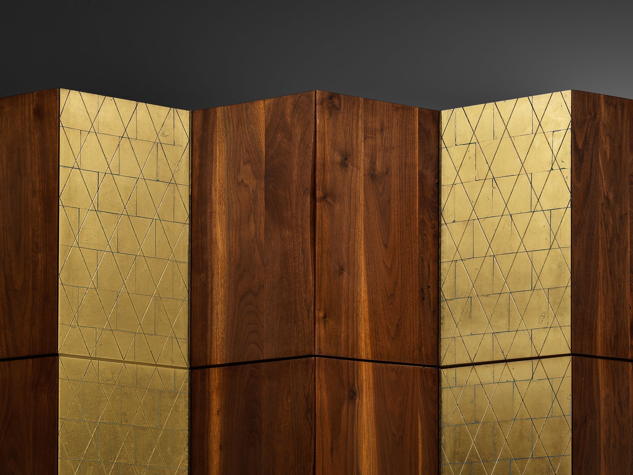 Phillip Lloyd Powell Large Cabinet in Walnut and Gold Leaf case pieces and storage cabinets Morentz