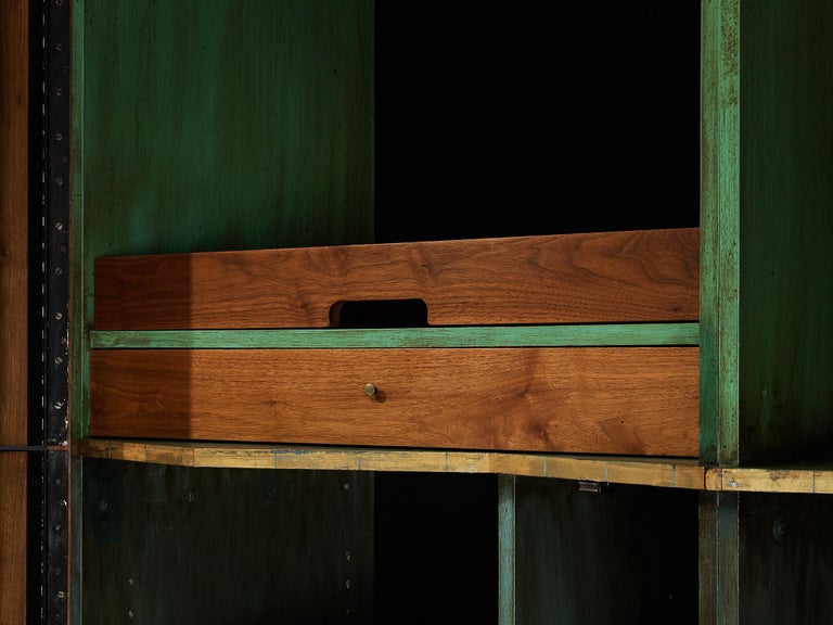 Phillip Lloyd Powell Large Cabinet in Walnut and Gold Leaf