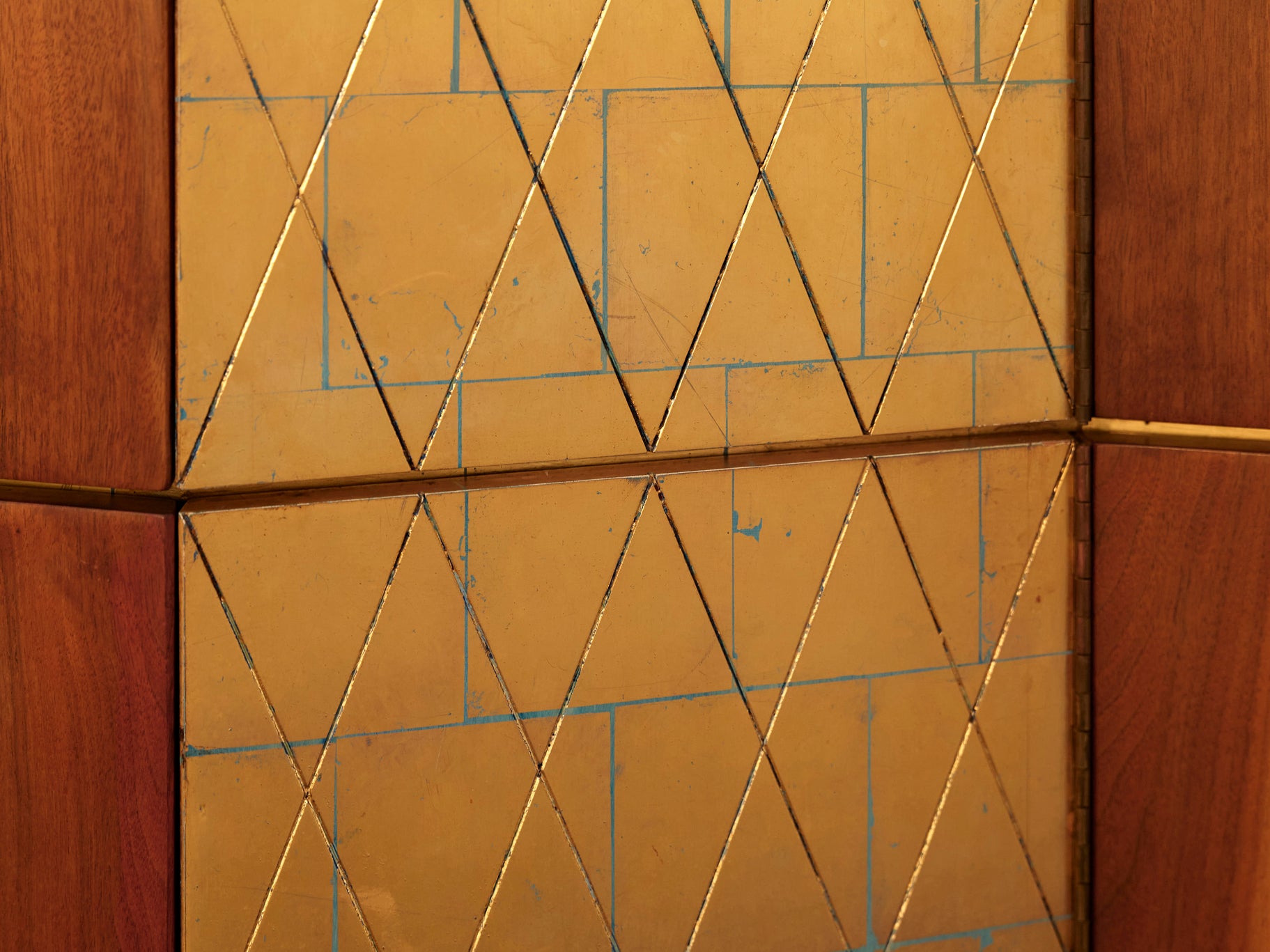 Phillip Lloyd Powell Large Cabinet in Walnut and Gold Leaf Case pieces and storage cabinets Morentz